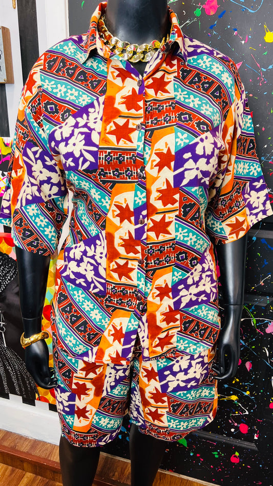 Vintage Rayon Abstract Shorts Set (20)