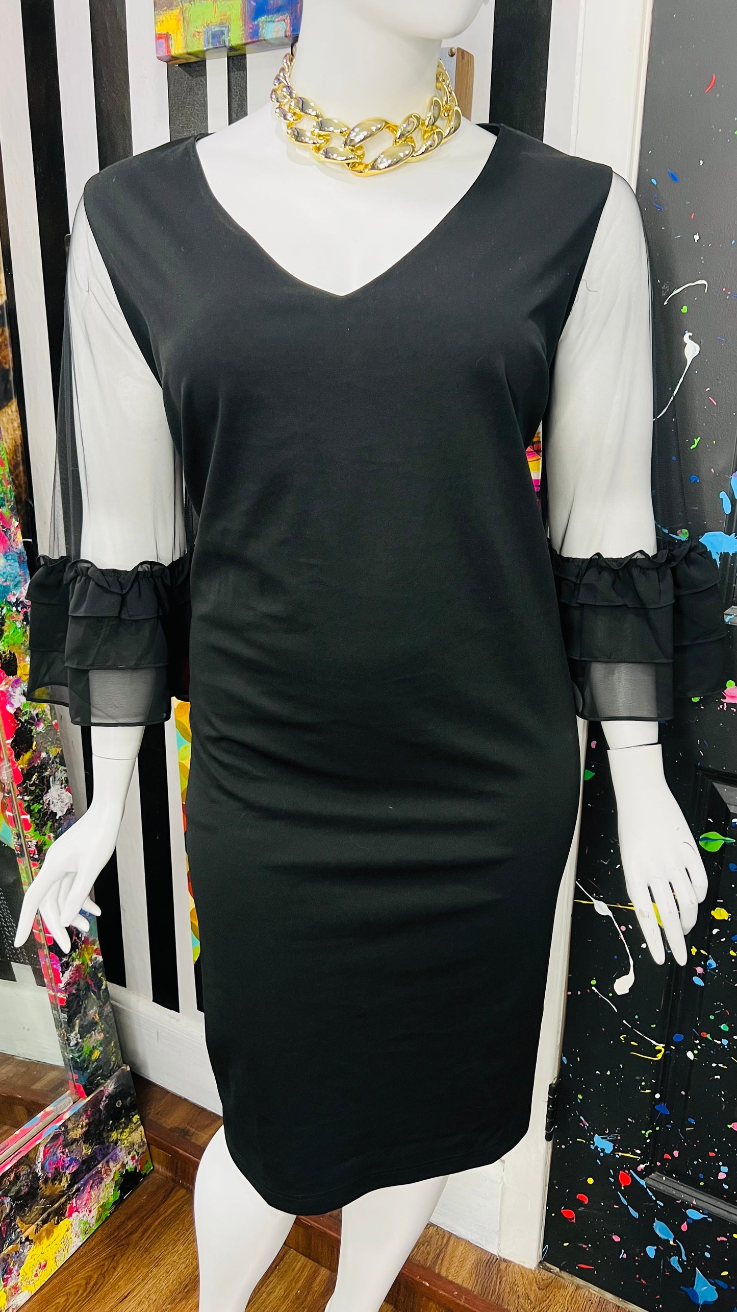 Vintage Inspired Sheer Arms Dress (24)