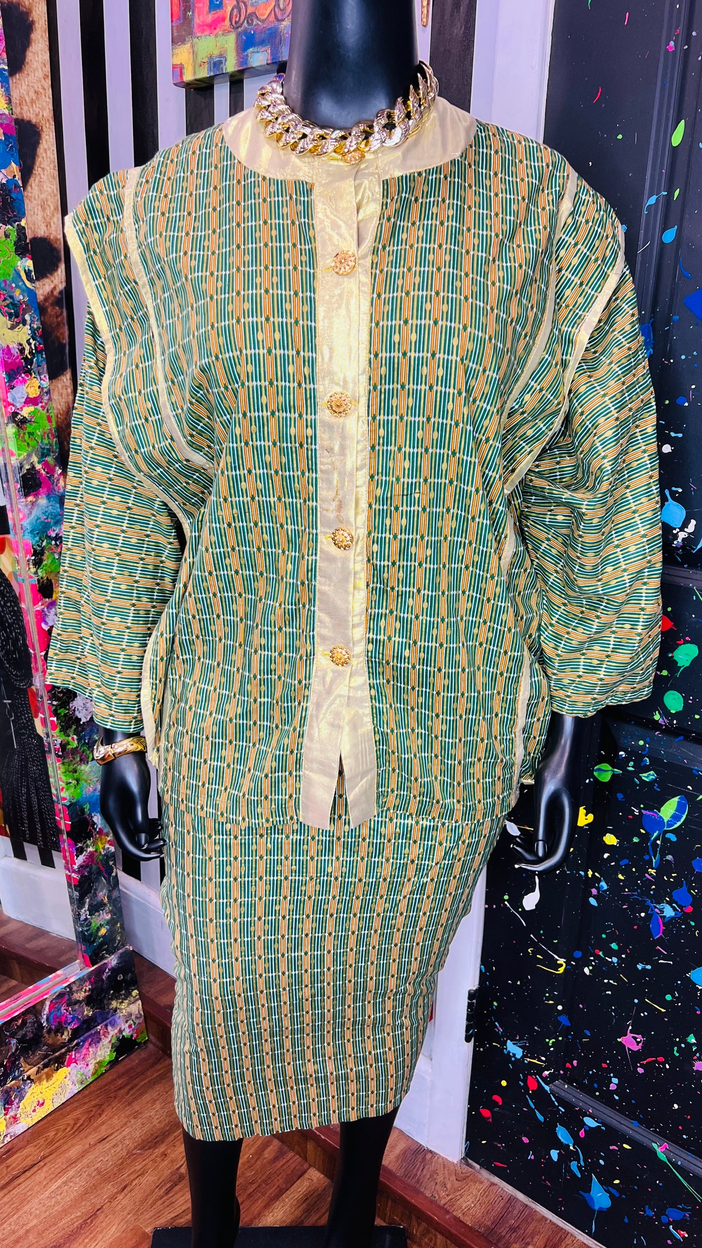 Vintage Authentic African Skirt Set (OS)