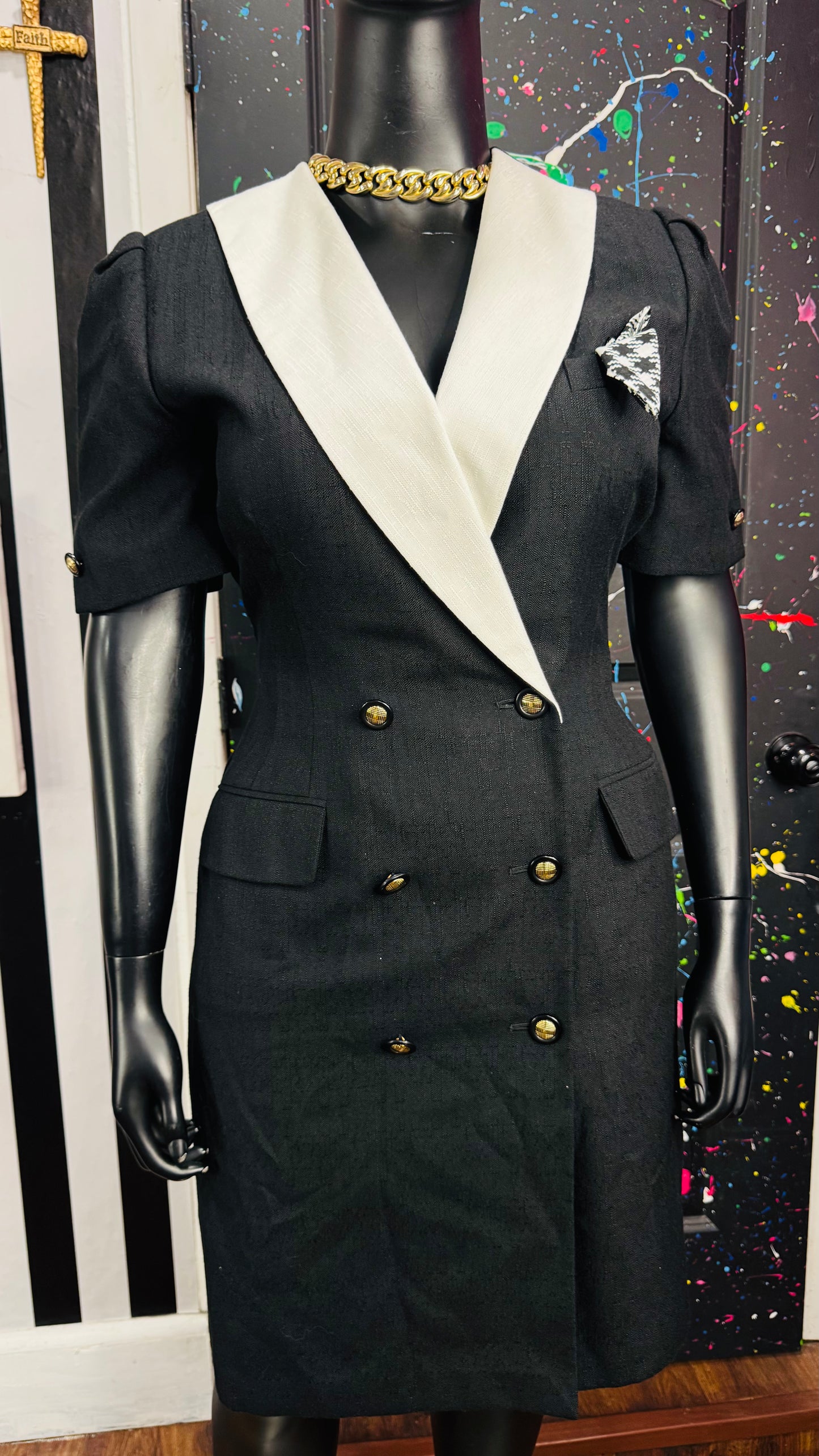 Vintage Black & White Secretary Dress (16)