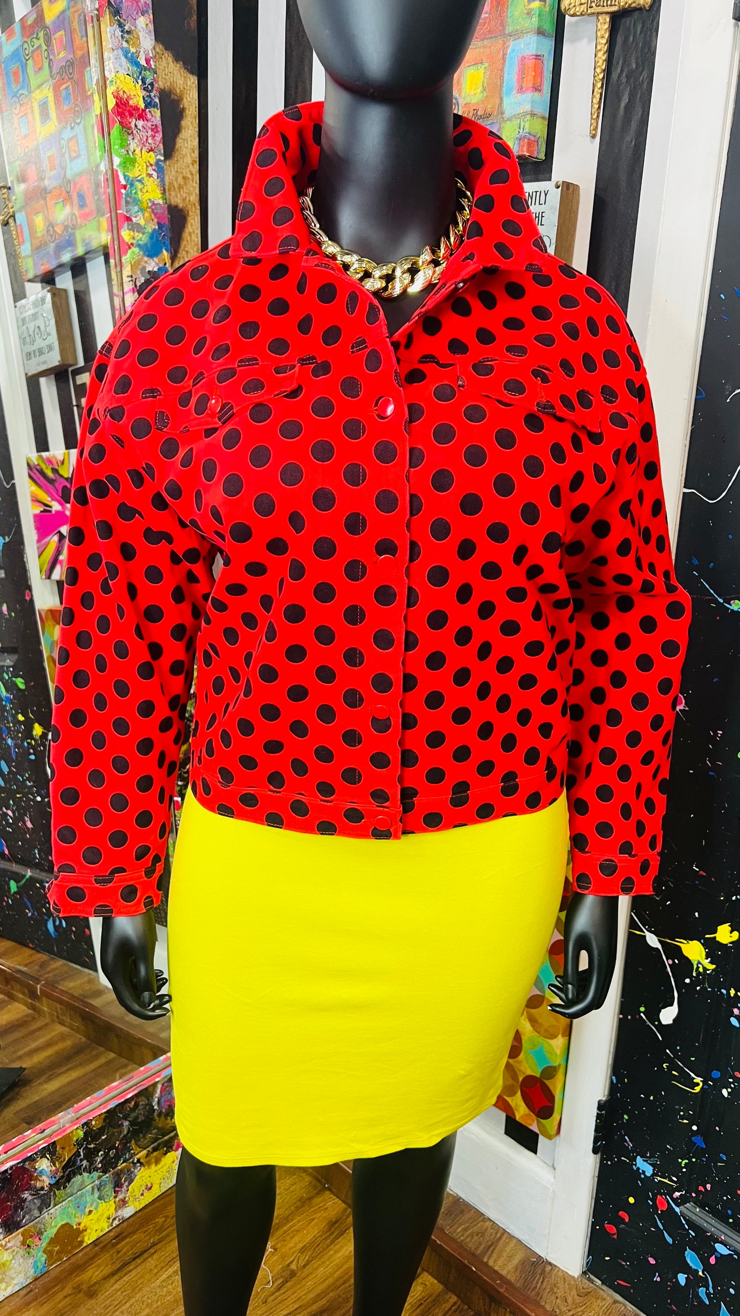 Minnie Mouse Denim Red & Black Polka Dot Jacket - New w/Tags (22)