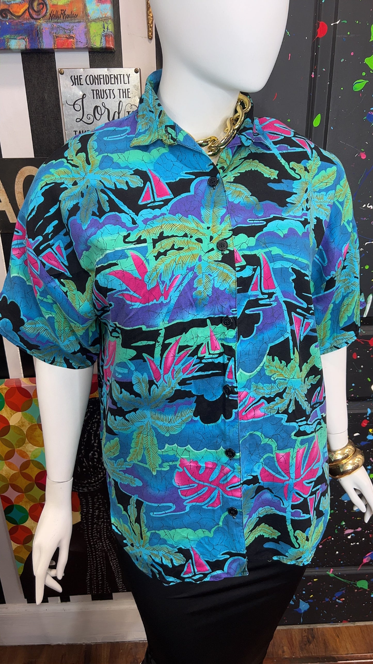 Vintage Rayon Floral Blouse (22)