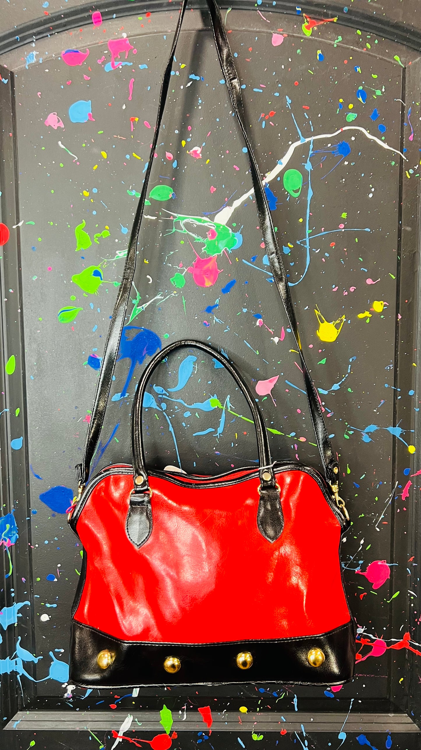 Vintage Black & Red Studded Purse (Deadstock/ New w/tags)