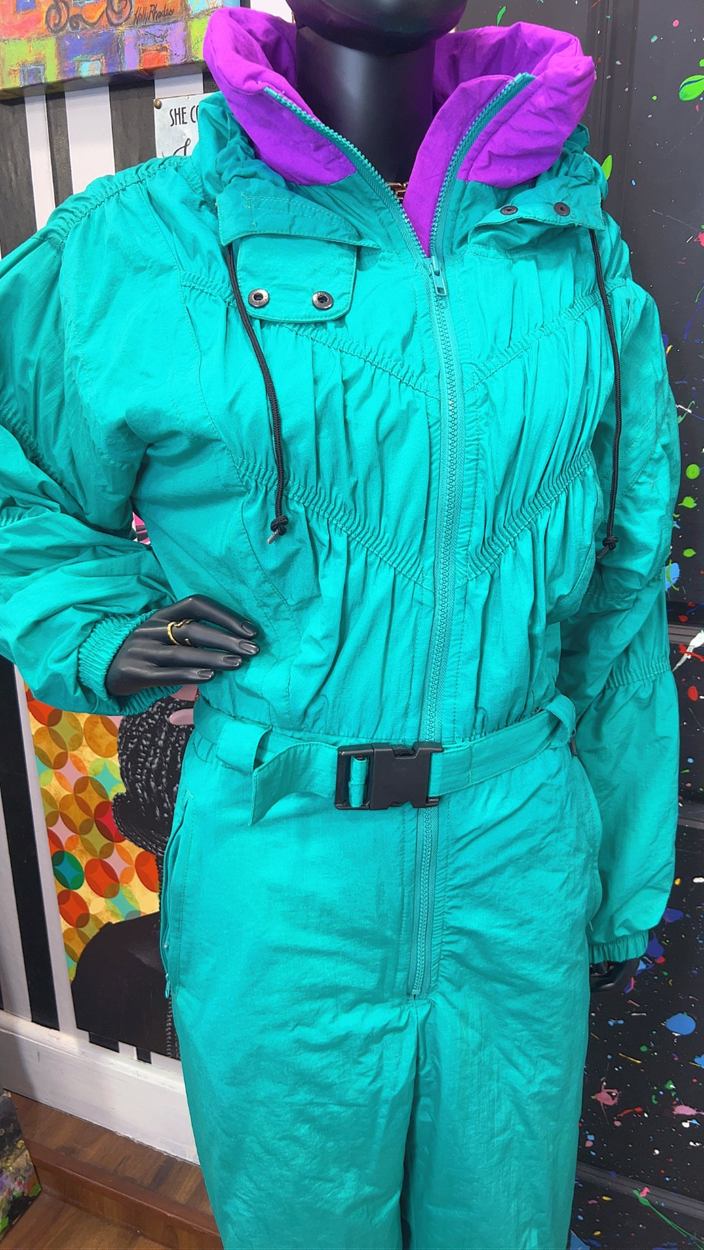 Vintage Teal Ski Suit (14)