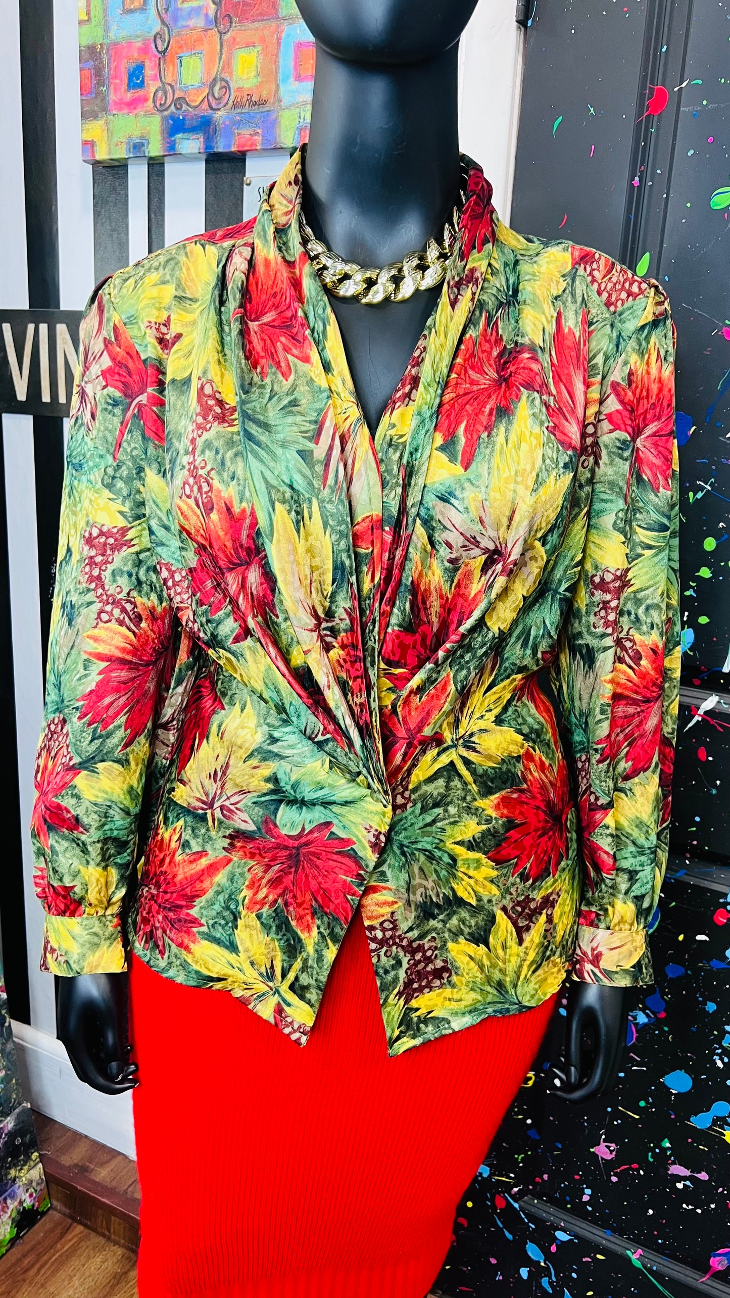 Vintage Floral Two Button Blazer (18W)
