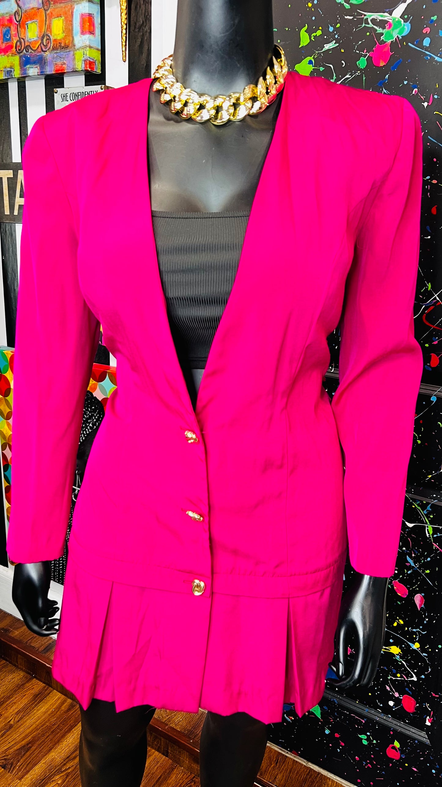 Vintage Pink Pleated Bottom Dress (15/16)