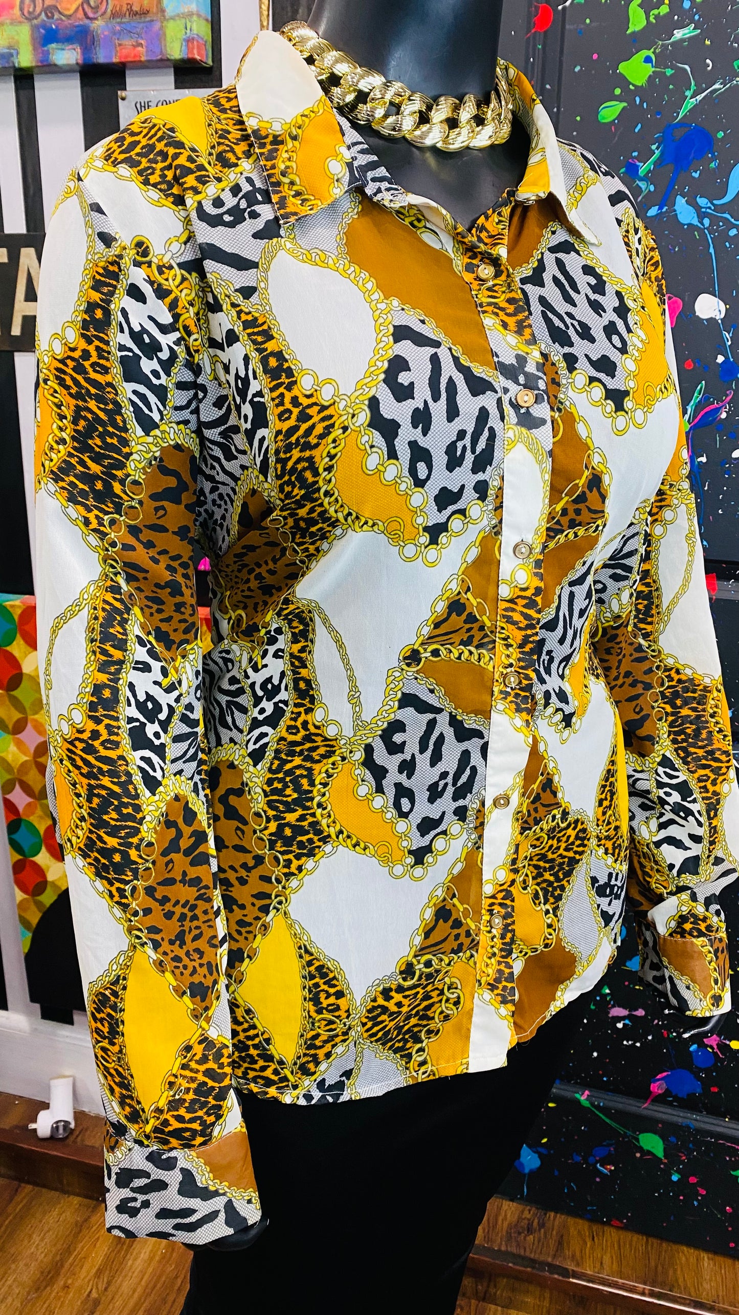 Mix Print Semi Sheer Blouse (18)