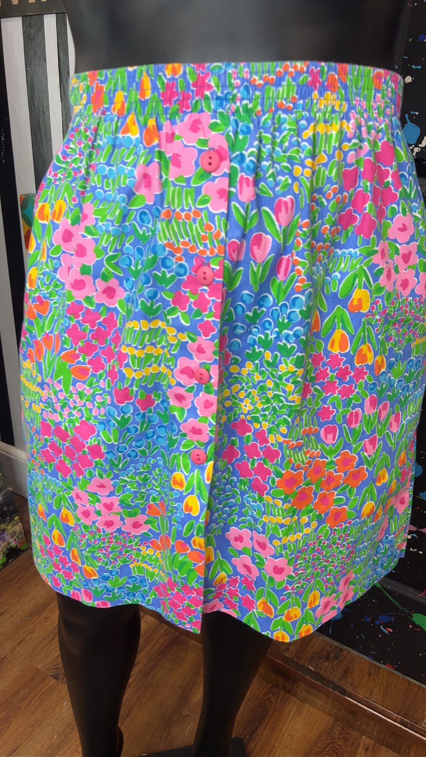 Vintage Floral Button Down Front SKORT (14/16)