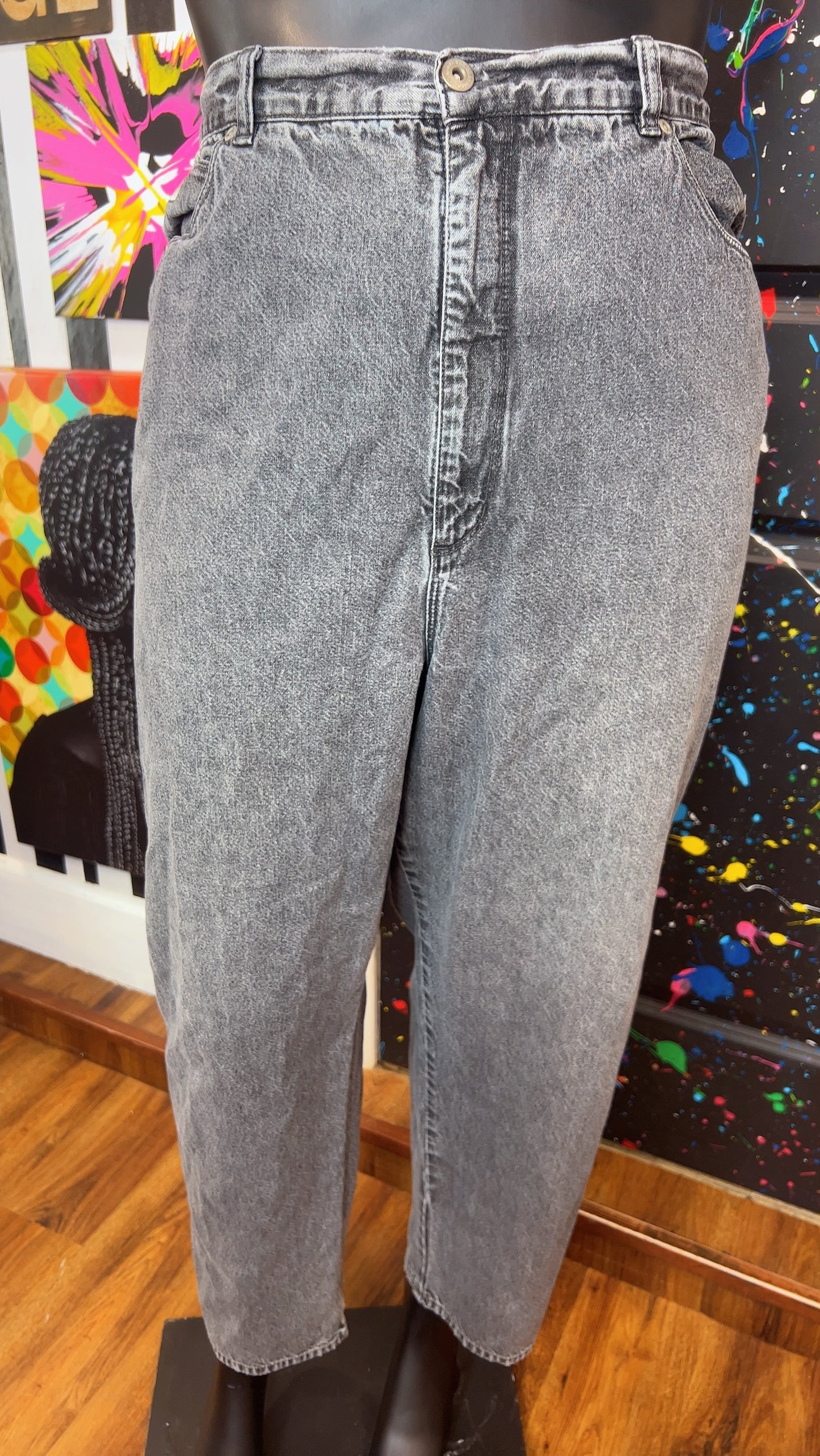 Vintage Ashley Grayish Black Mom Jeans (24W)