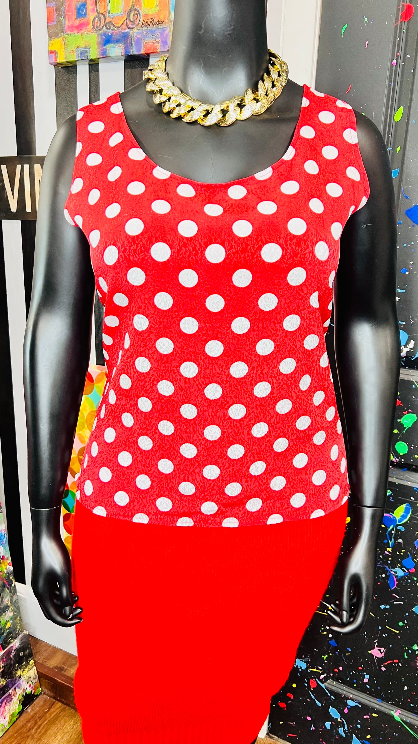 Vintage Polka Dot Red & White Blouse (14)