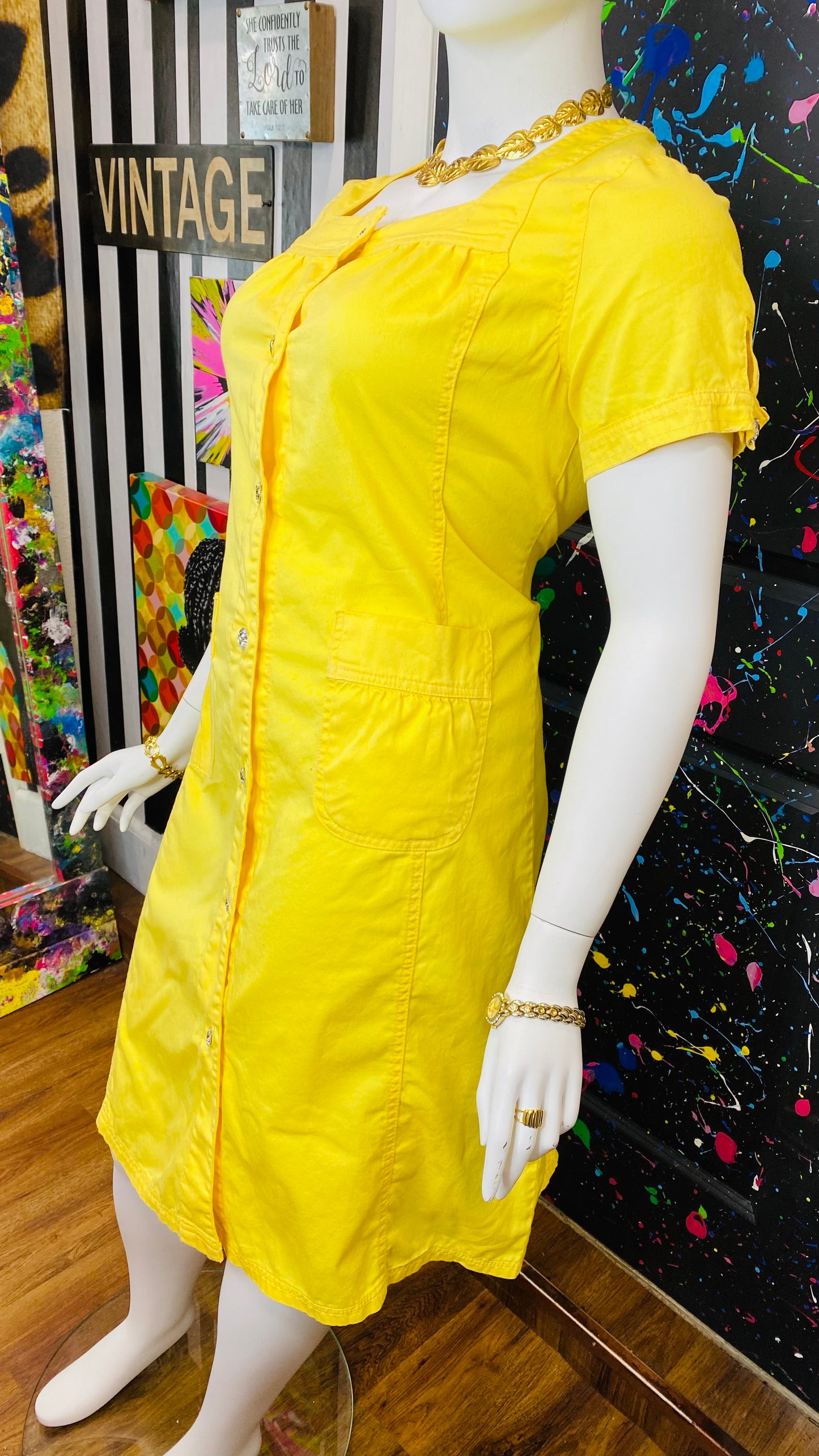 Vintage Yellow Denim Dress (14)