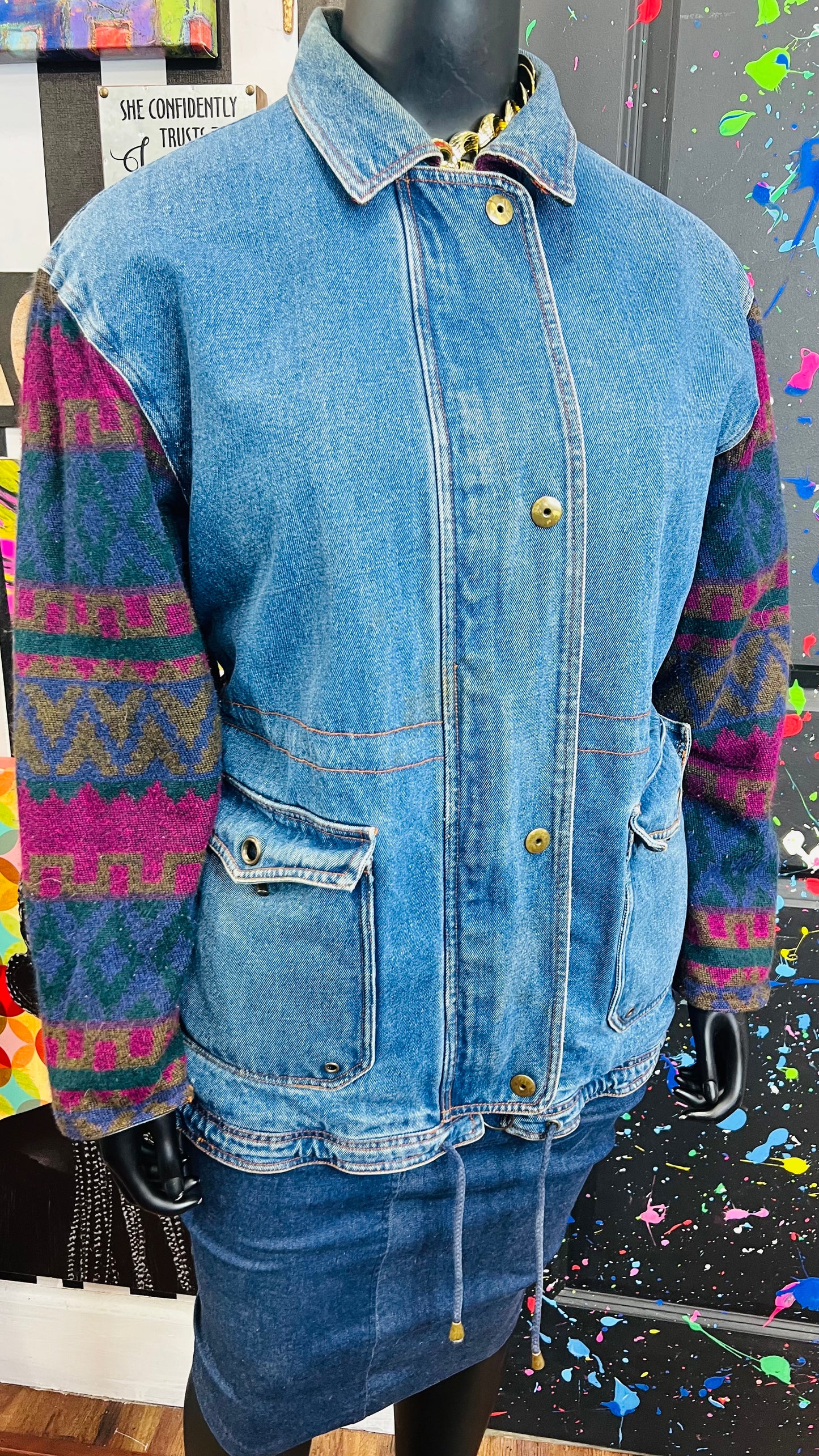 Vintage Denim Puffer Coat (16/18)