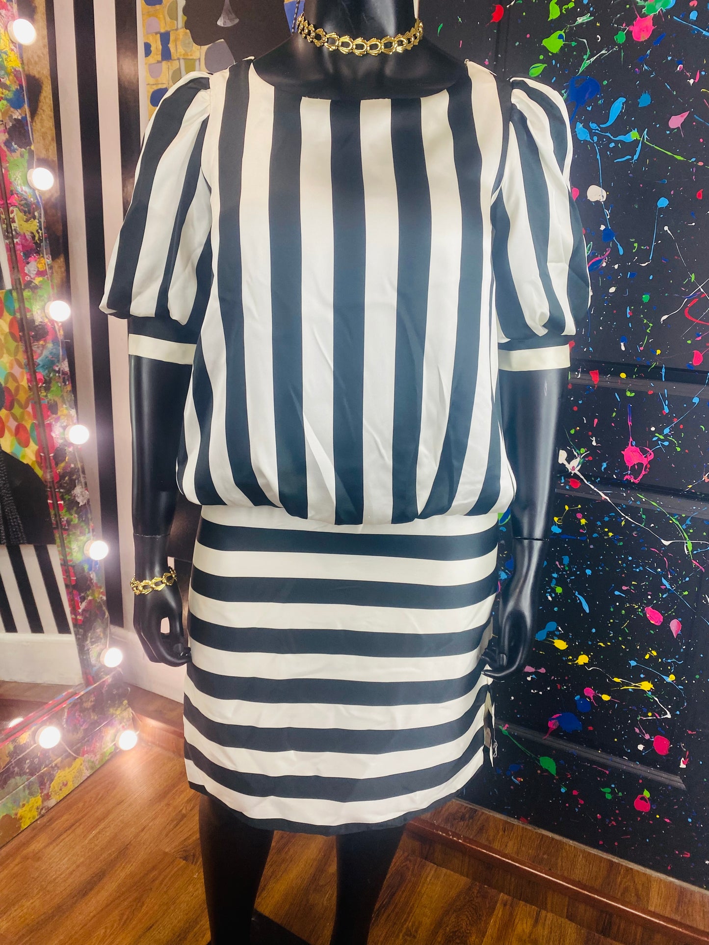 Vintage B&W Striped Dress