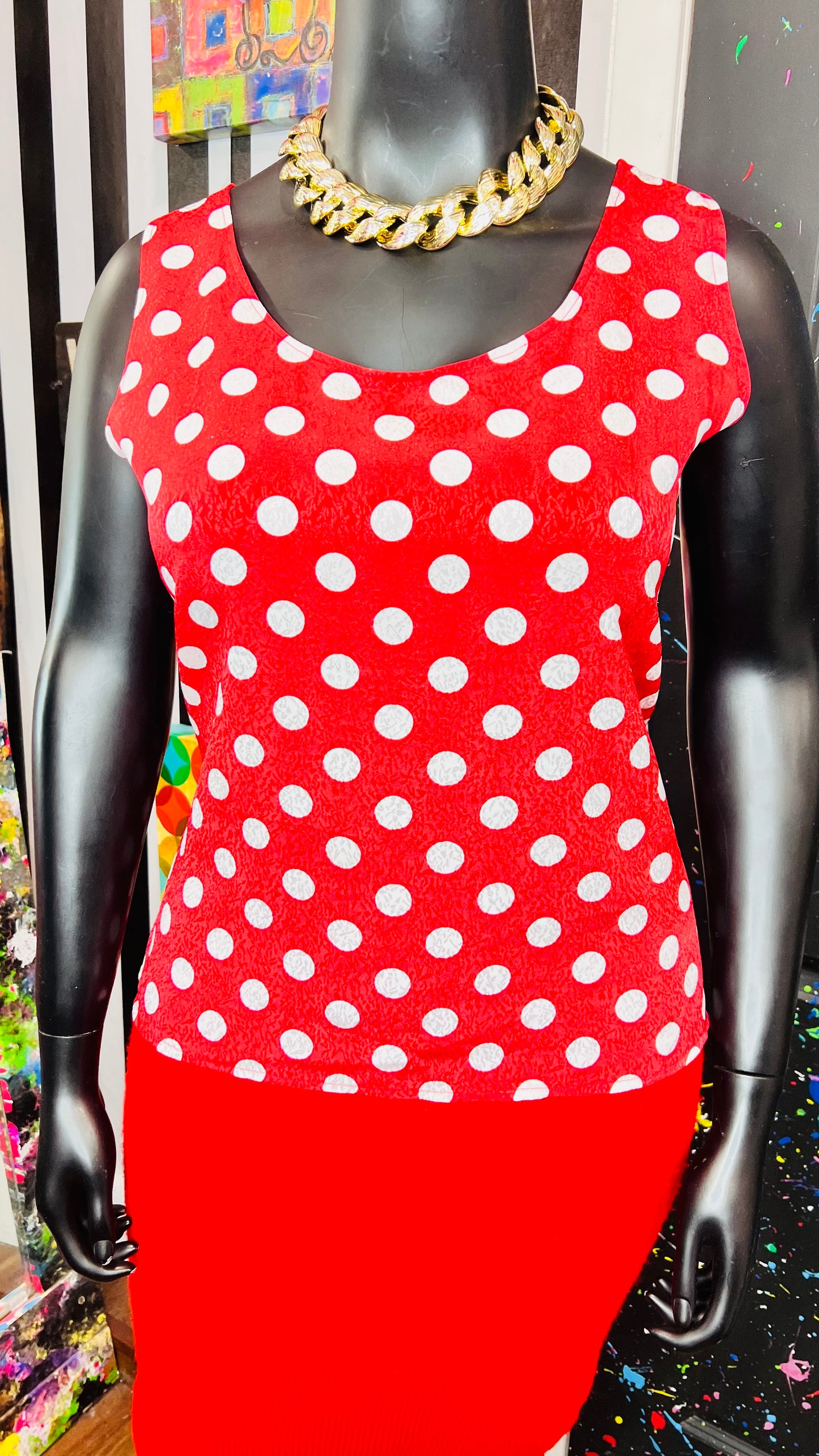 Vintage Polka Dot Red & White Blouse (14)