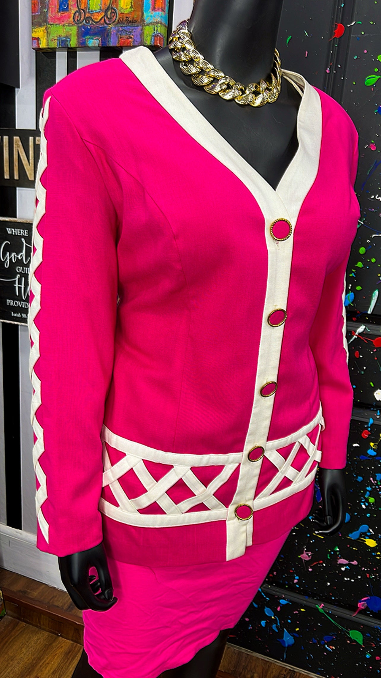 Vintage Pink & White Blazer (20W)