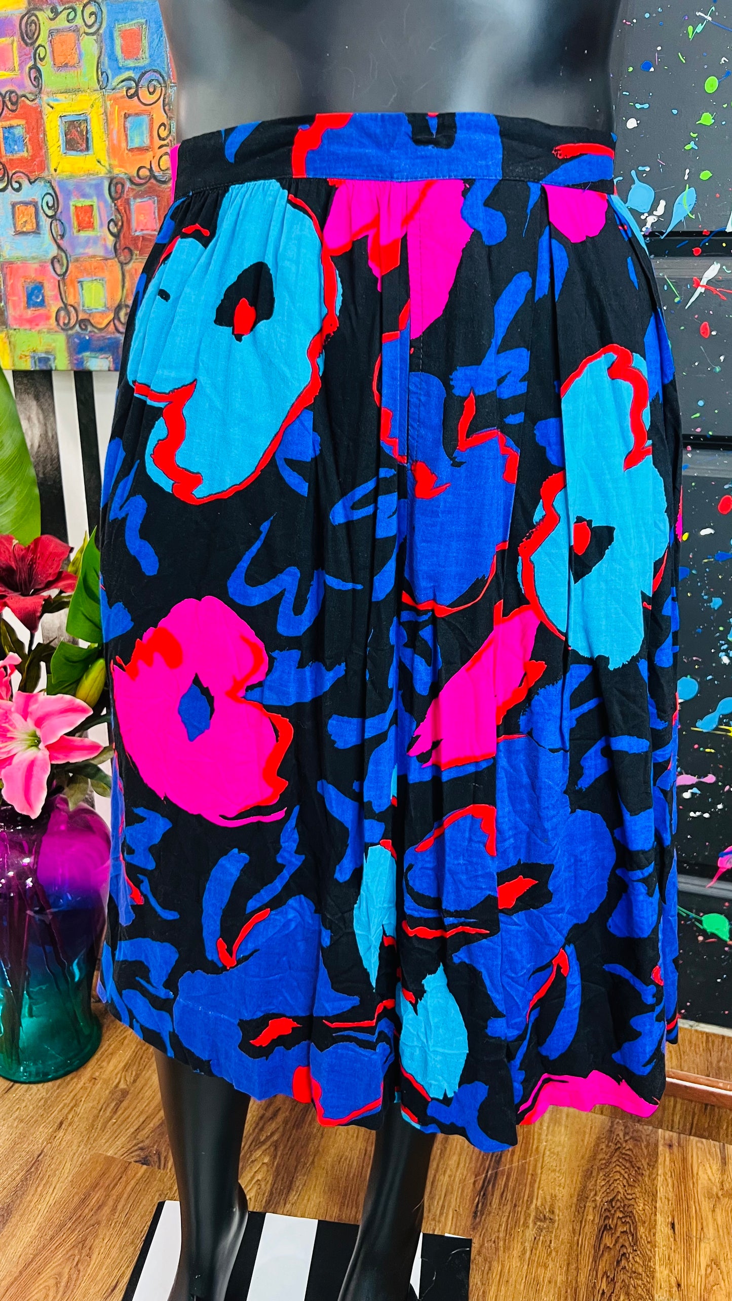 Vintage Rayon Floral Skirt