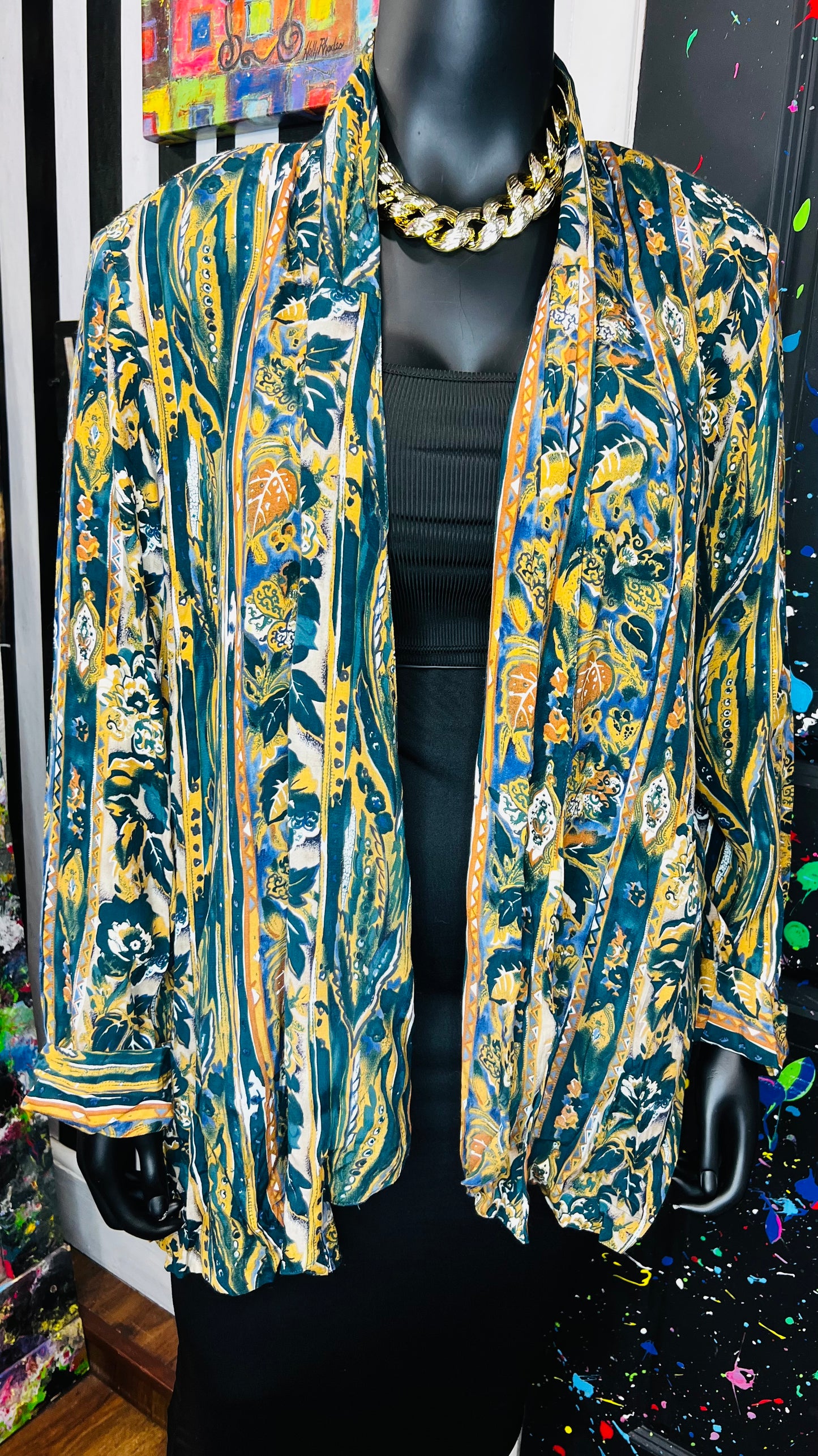 Vintage Rayon Abstract Duster (22)
