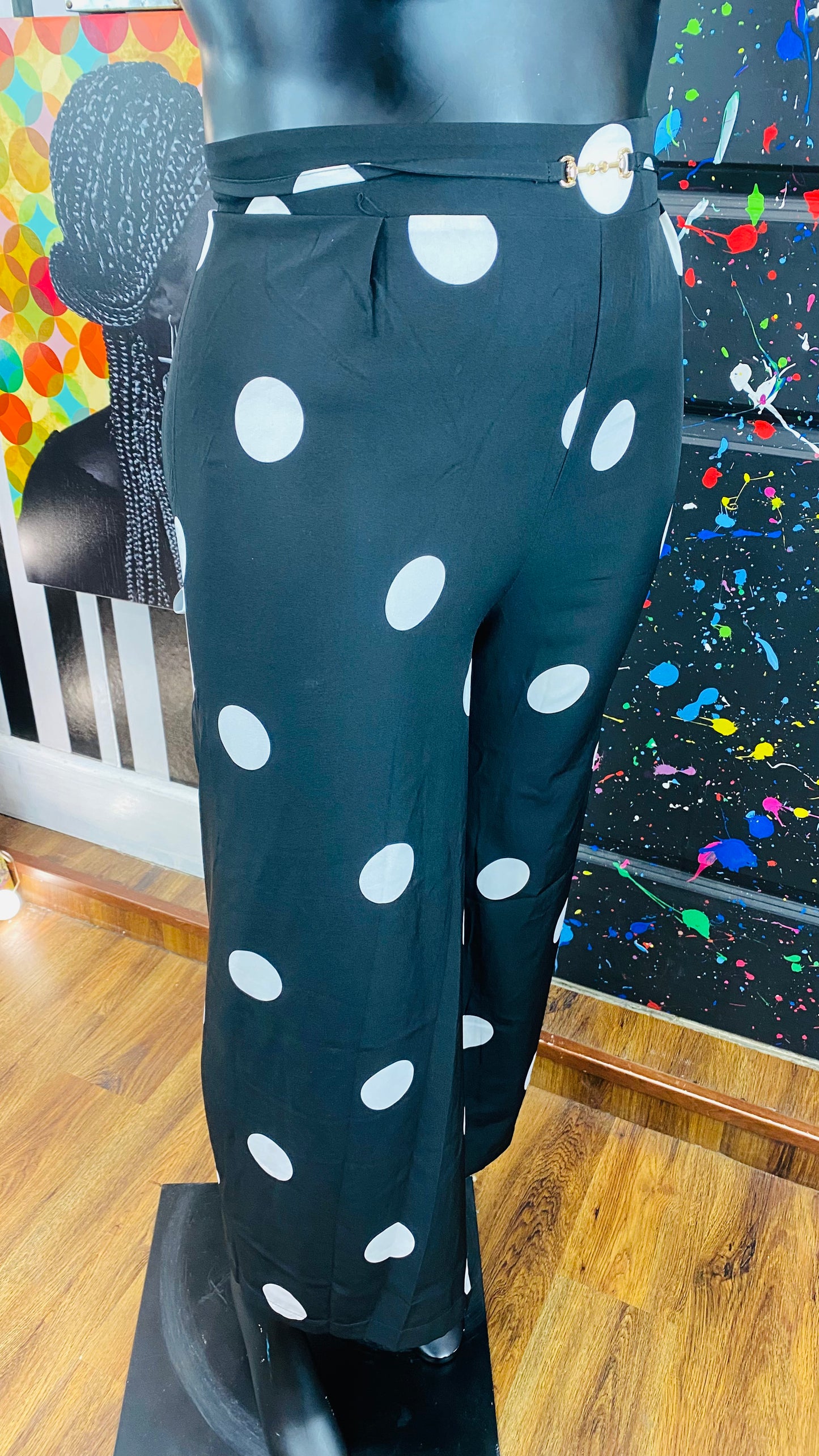 Black and White Polkadot Pants