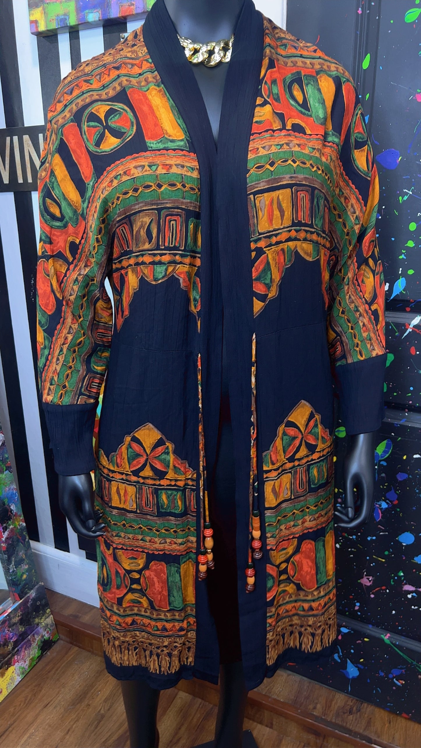 Vintage Carole Little Tribal Print Duster (22)