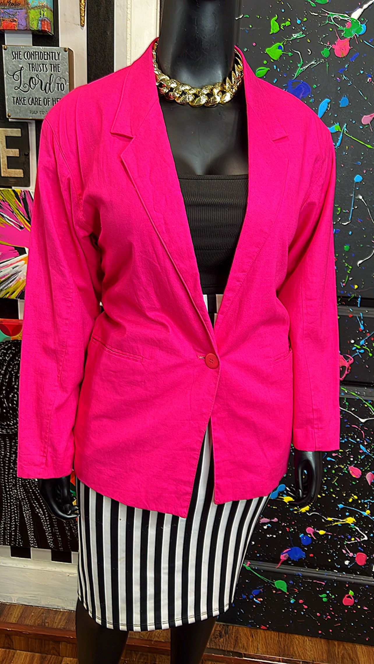 Vintage Pink Solid Blazer (16)