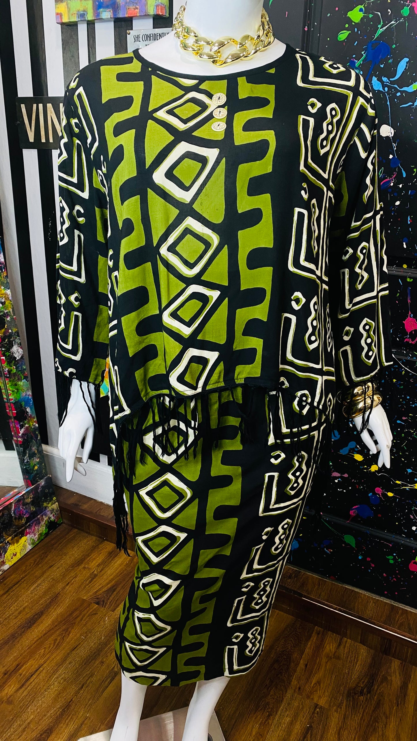 Vintage Rayon Traditional African Skirt Set (20/22)