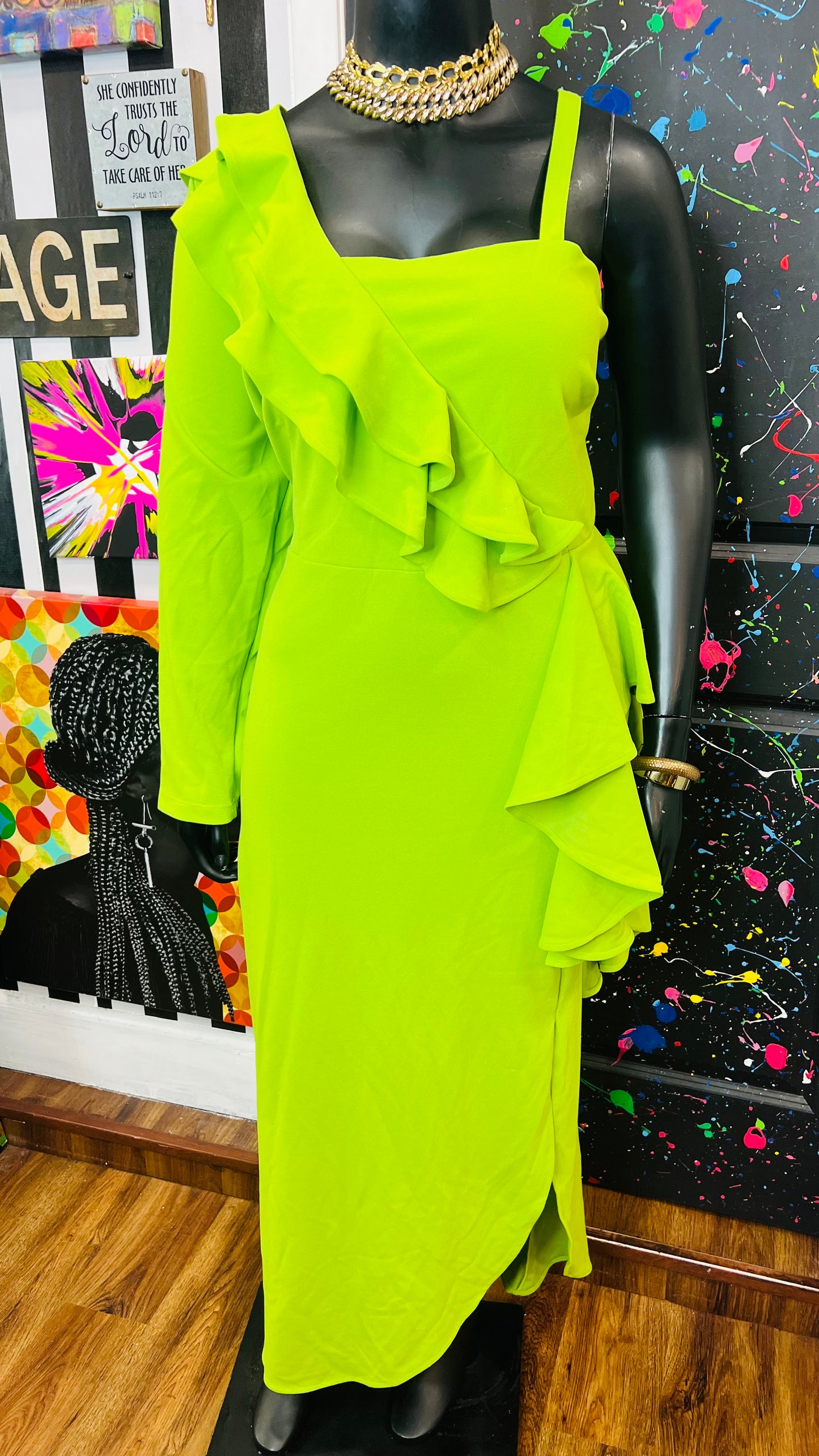 Green One Shoulder Ashley Stewart Dress- New with Tags (22/24)