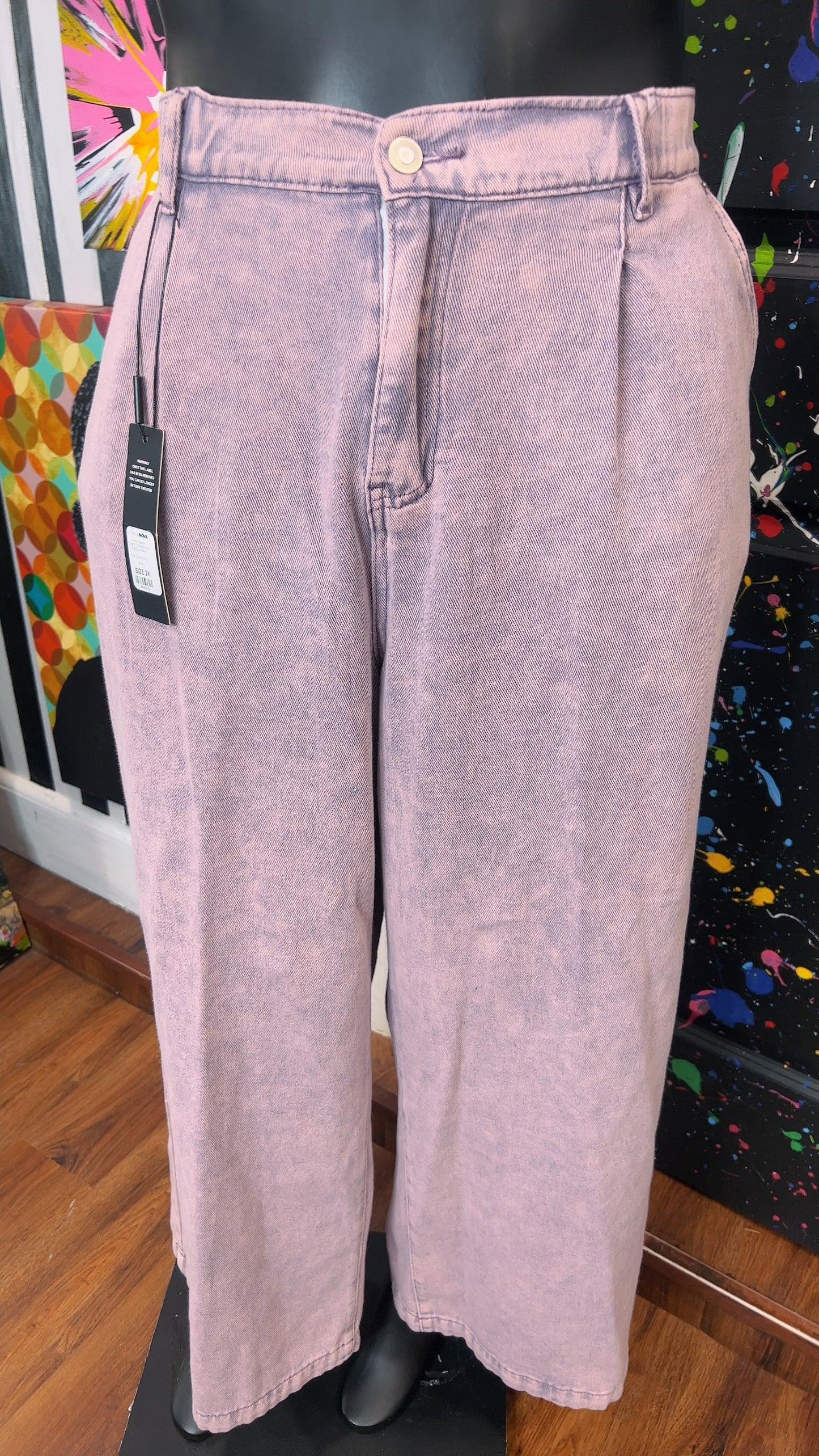 Wide Leg Purple Pleated Stonewash Jeans New w/Tags (16)