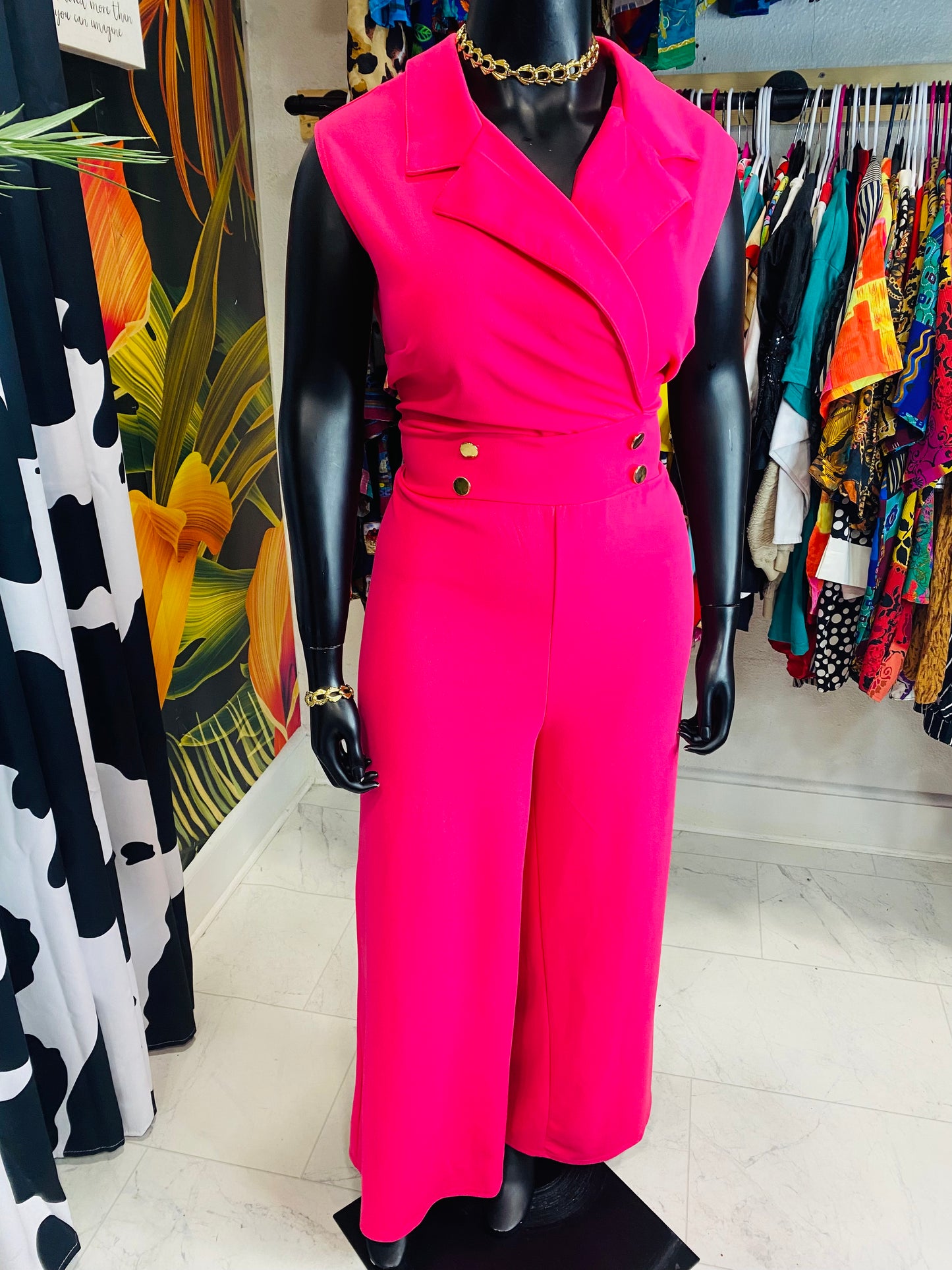 Vintage Pink Sleeveless Jumpsuit
