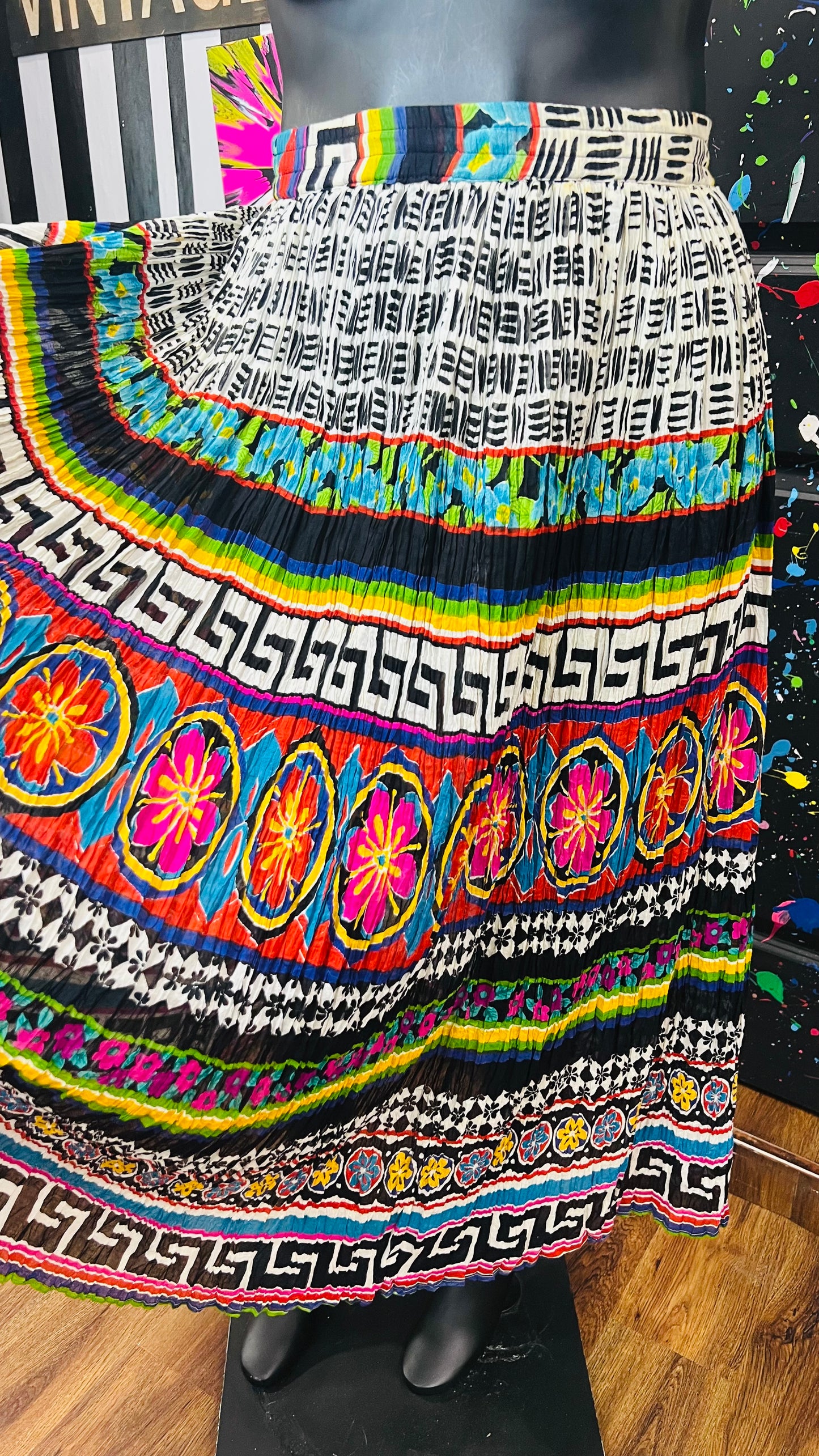 Vintage Abstract Rayon Skirt (16)