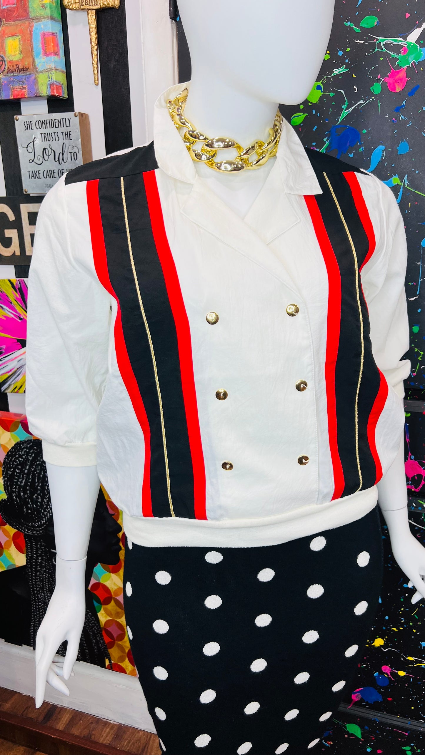 Vintage Red, Black Gold & Blouse (16)