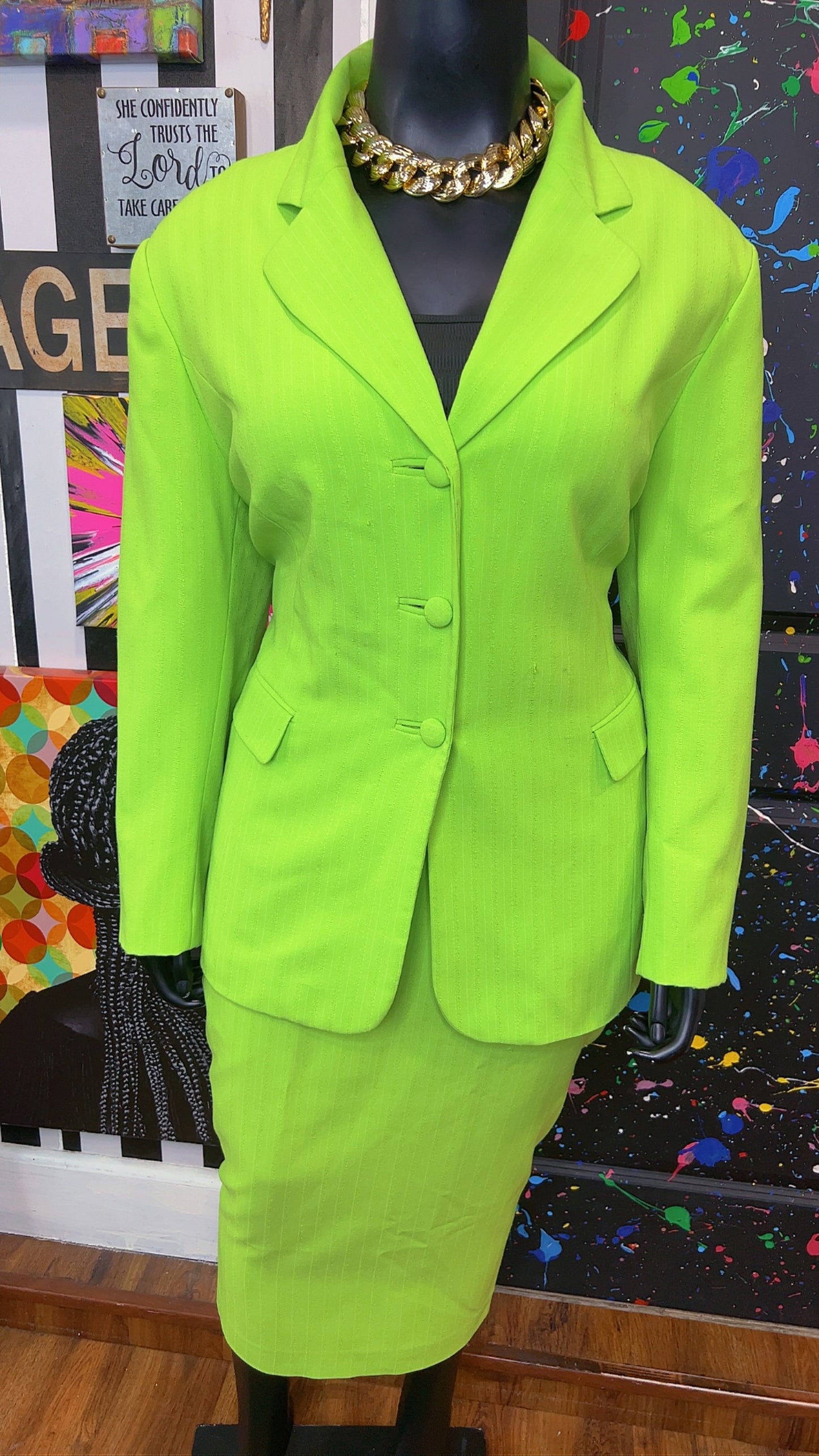 Vintage Green Skirt Suit (20)