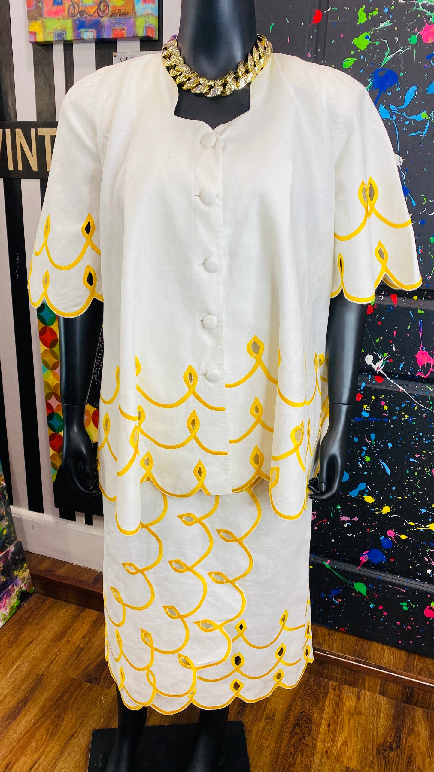 Vintage Traditional African Skirt Set w/ Handband or Belt (12)