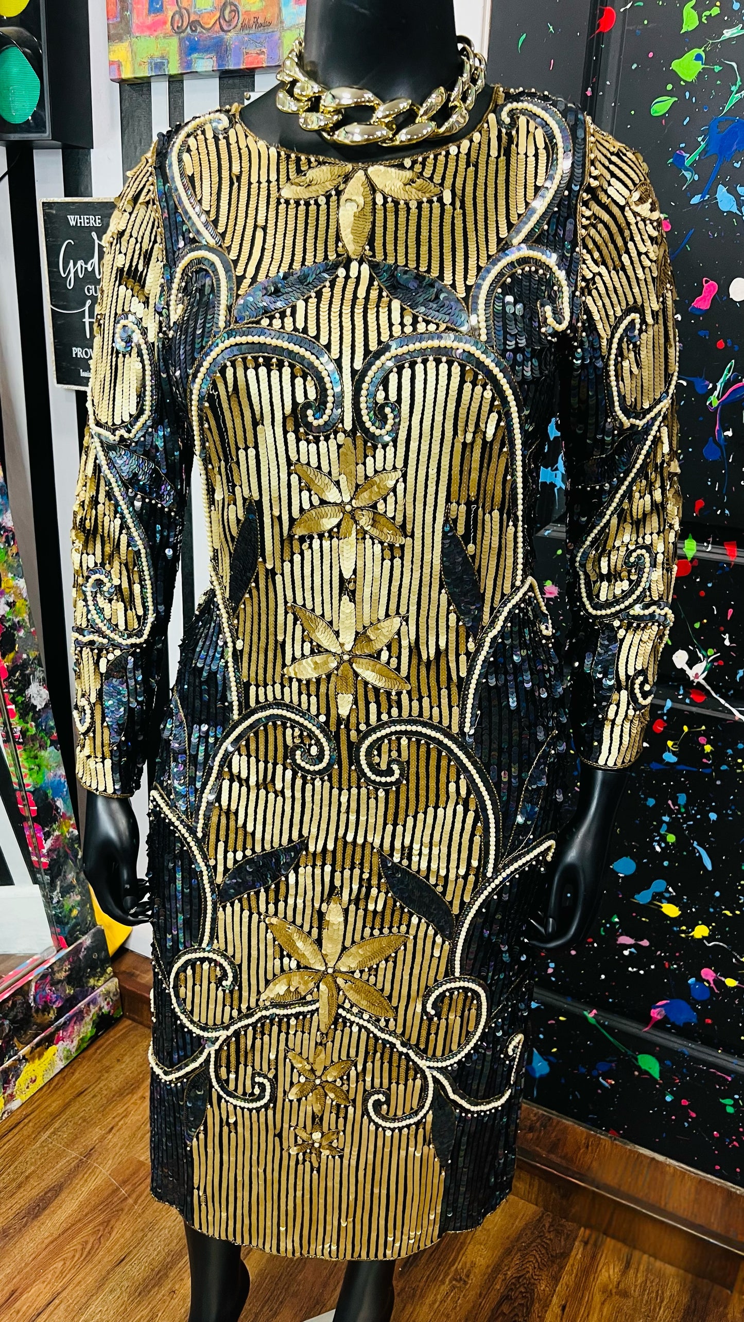 Vintage Silk & Sequin Dress (14)