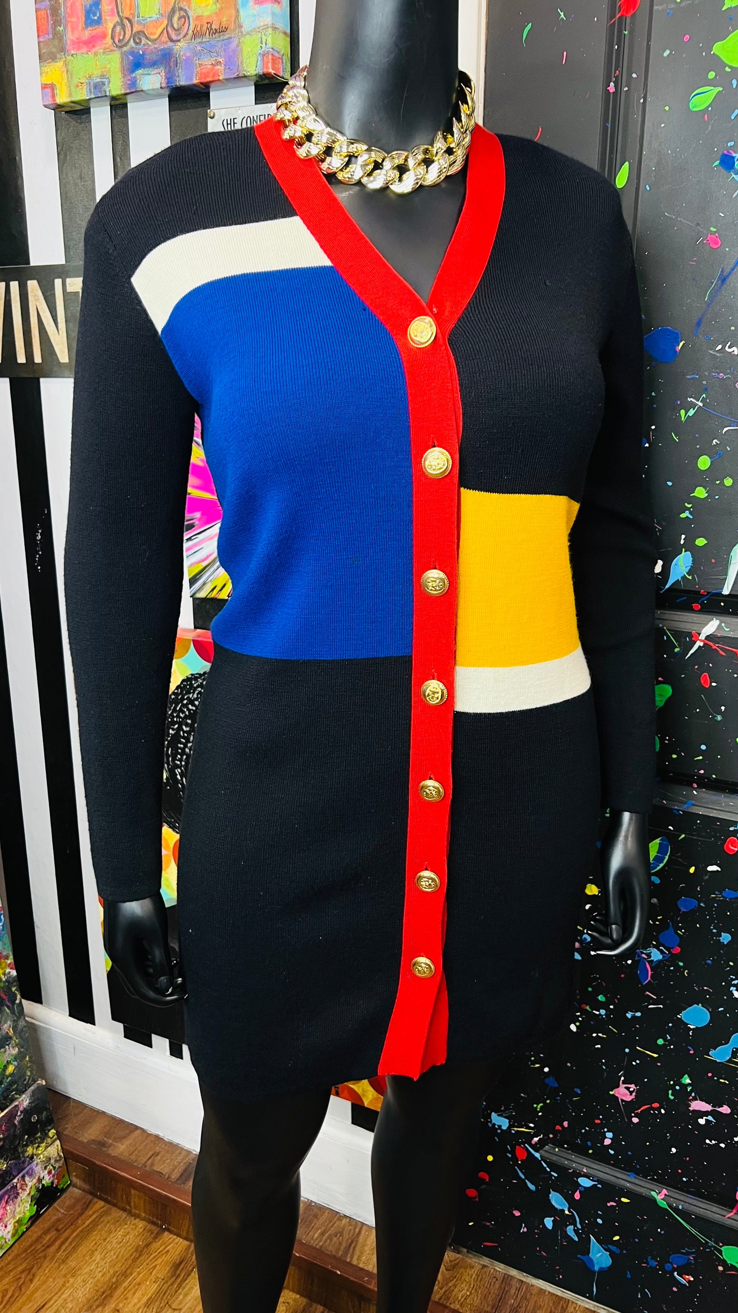 Plus Size Vintage Colorblock Knit Dress (14)