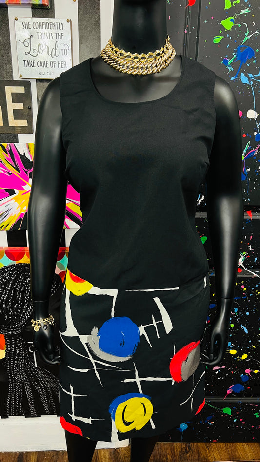 Vintage Abstract Colorblock Dress (16W)