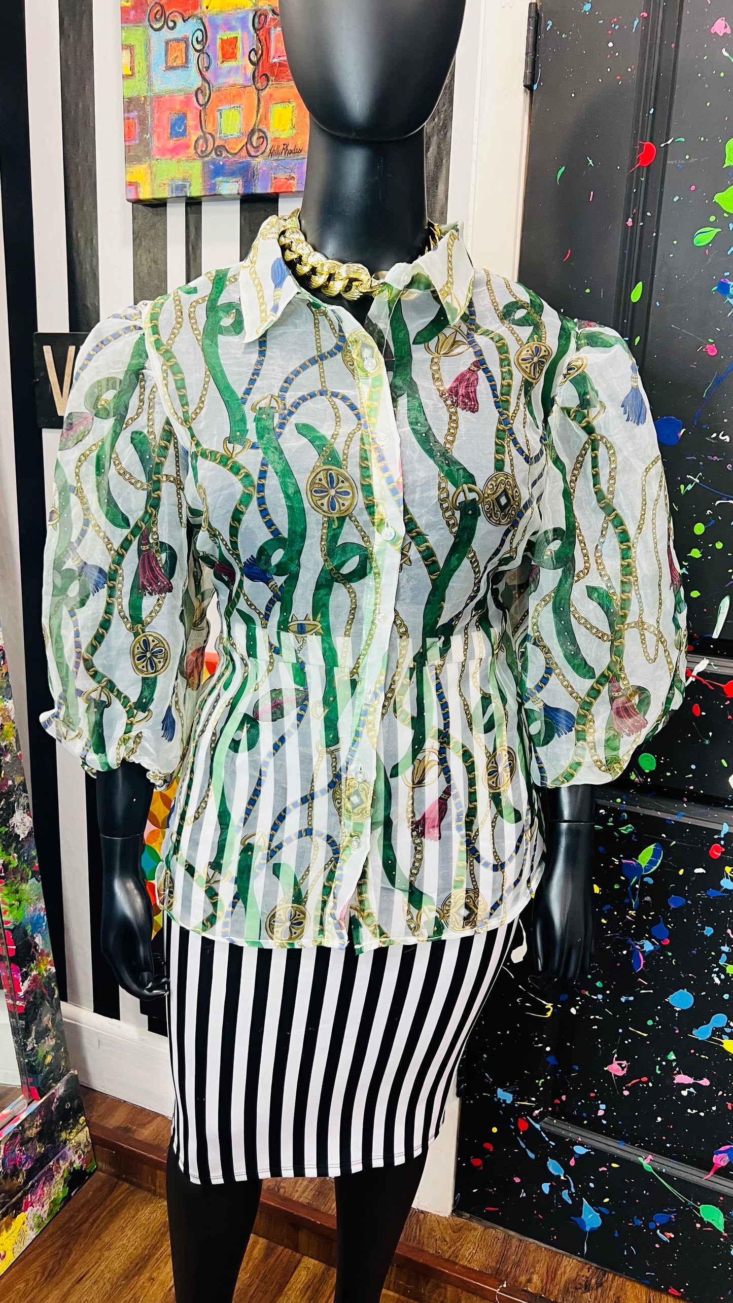 Vintage Inspired Sheer Ashley Stewart Blouse (22)