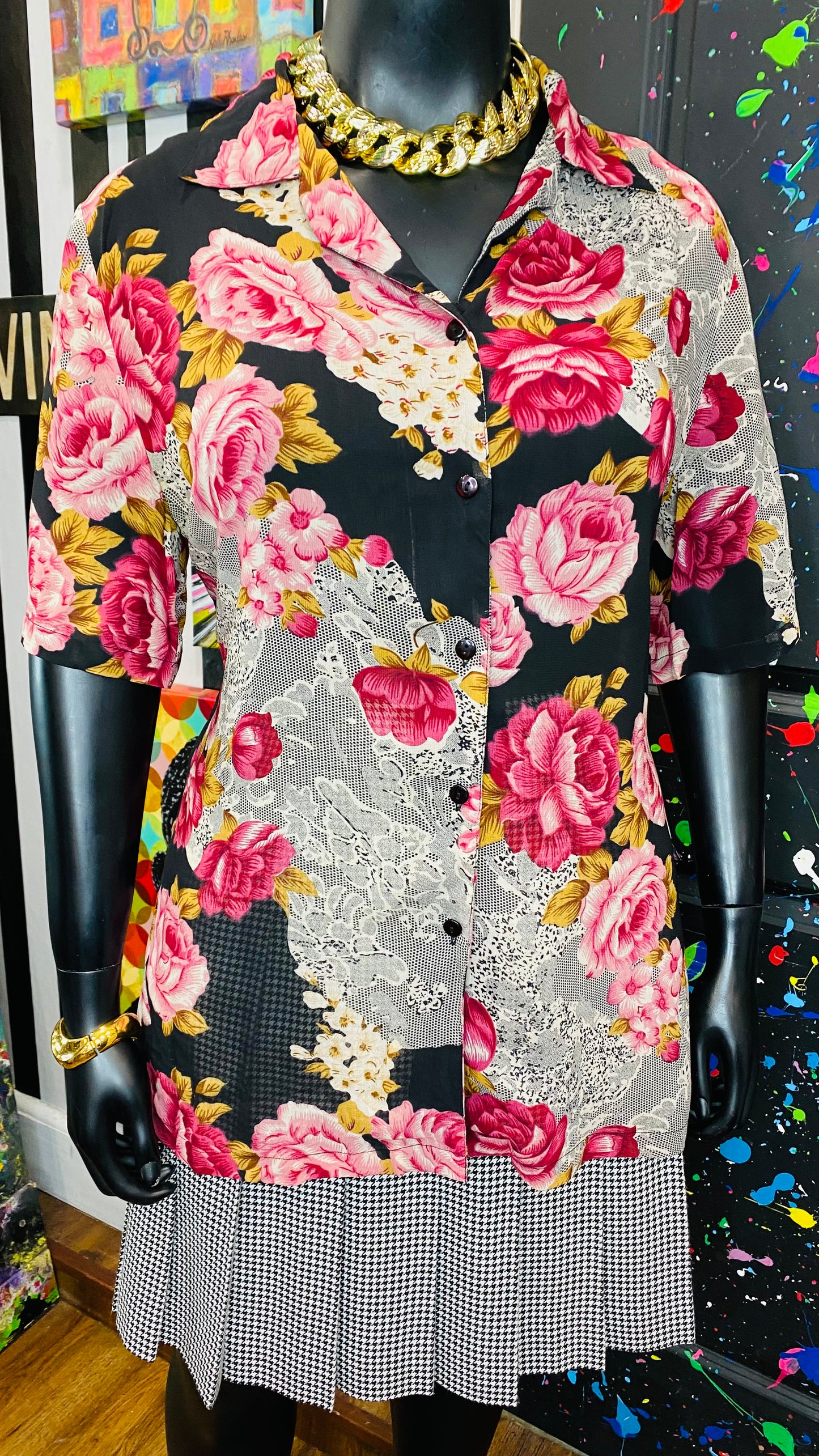 Vintage Sheer Mixprint Blouse (22)
