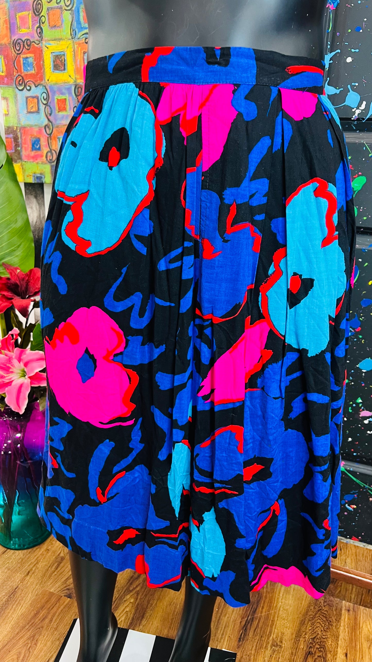 Vintage Rayon Floral Skirt