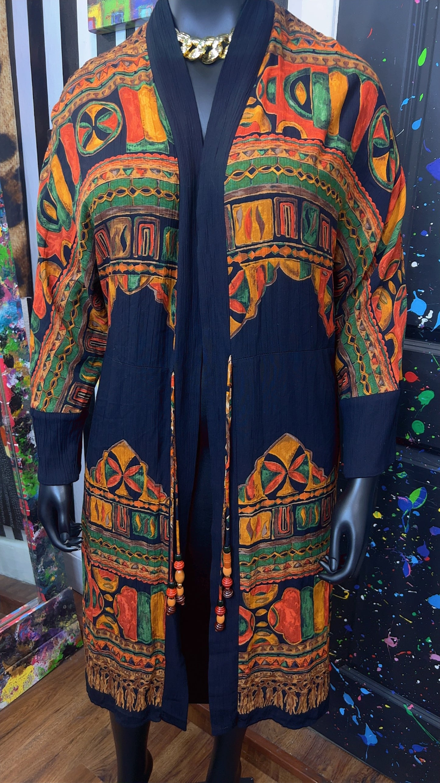 Vintage Carole Little Tribal Print Duster (22)