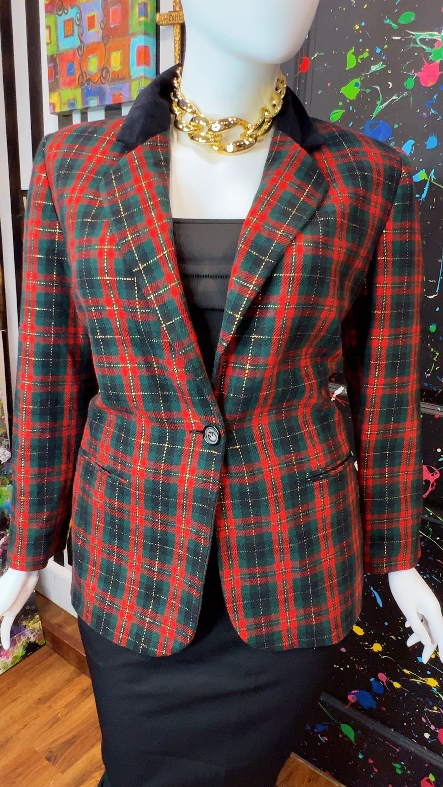 Vintage Plaid Wool Blazer (18)