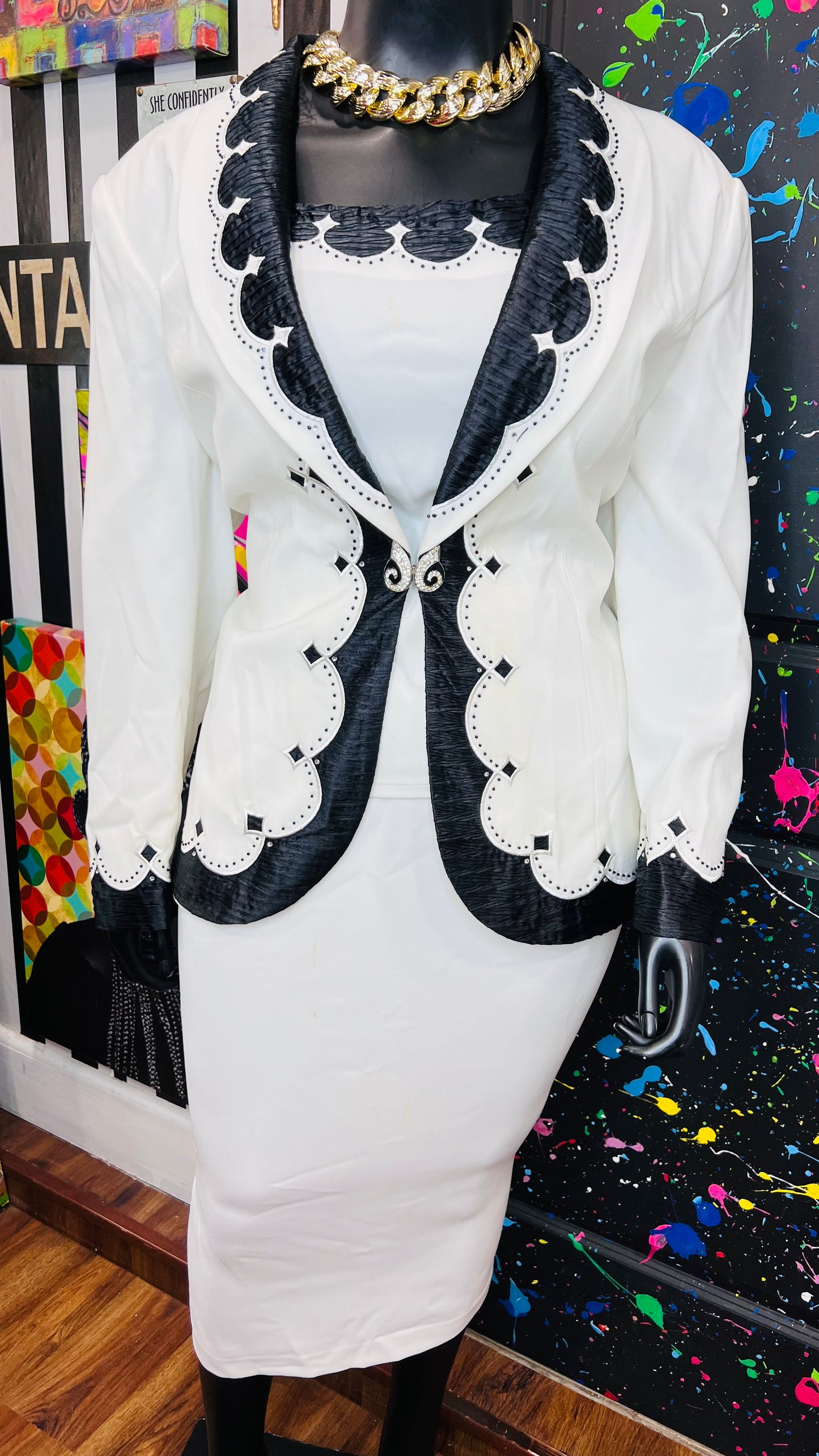 Vintage Black & White Skirt Set (22)