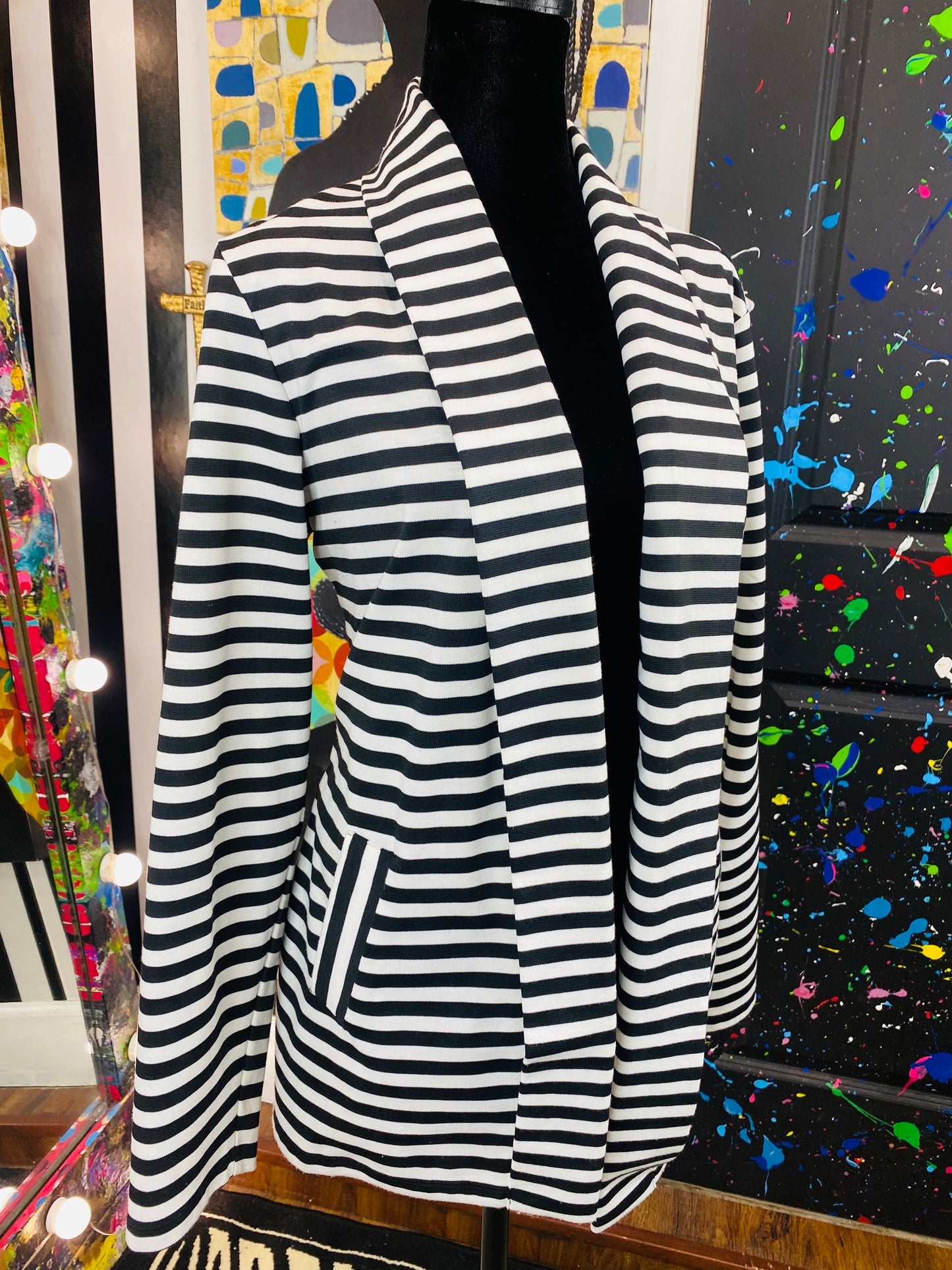 Vintage B&W Striped Blazer