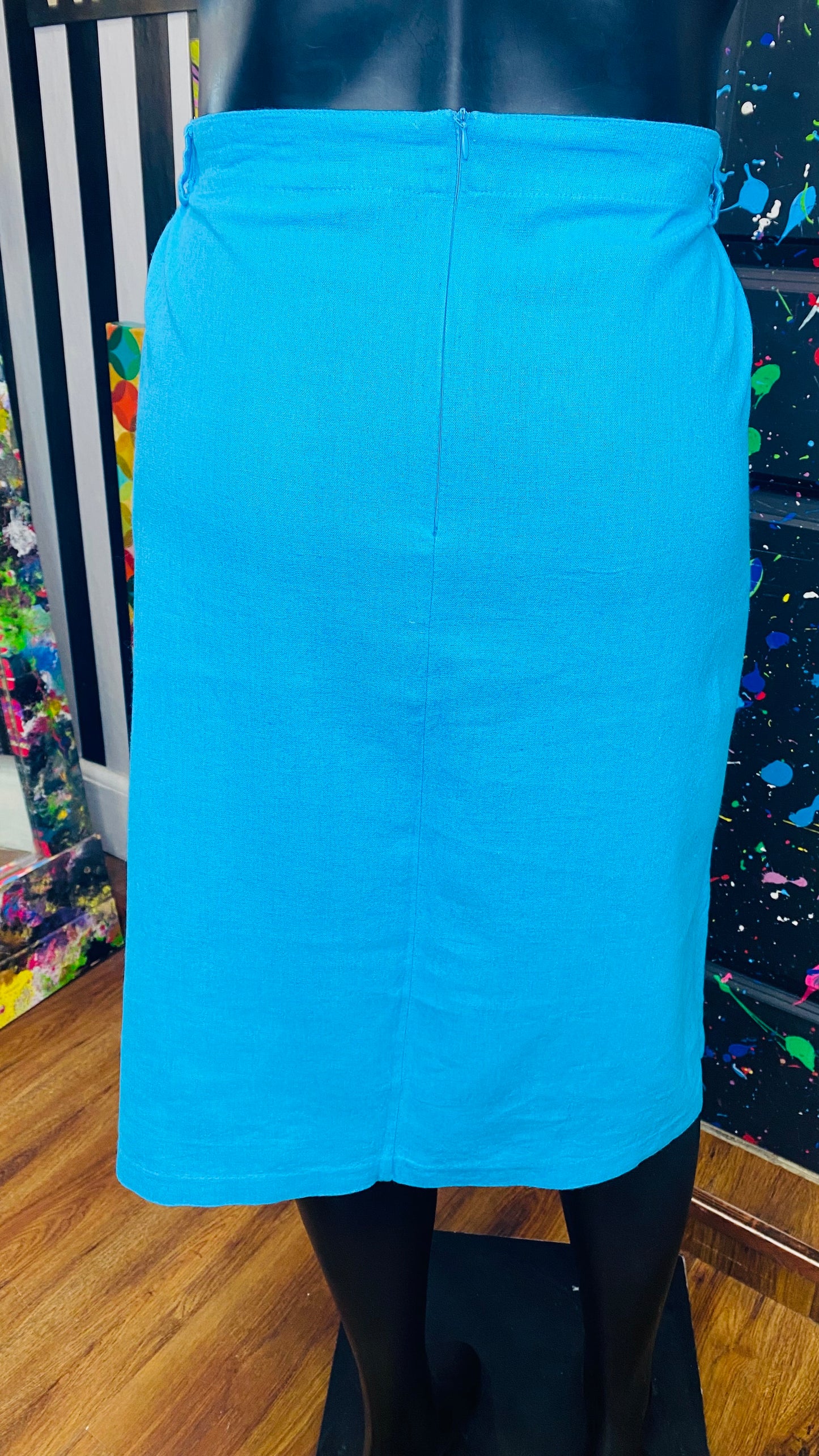 Vintage Linen Blue Skirt Set (20)