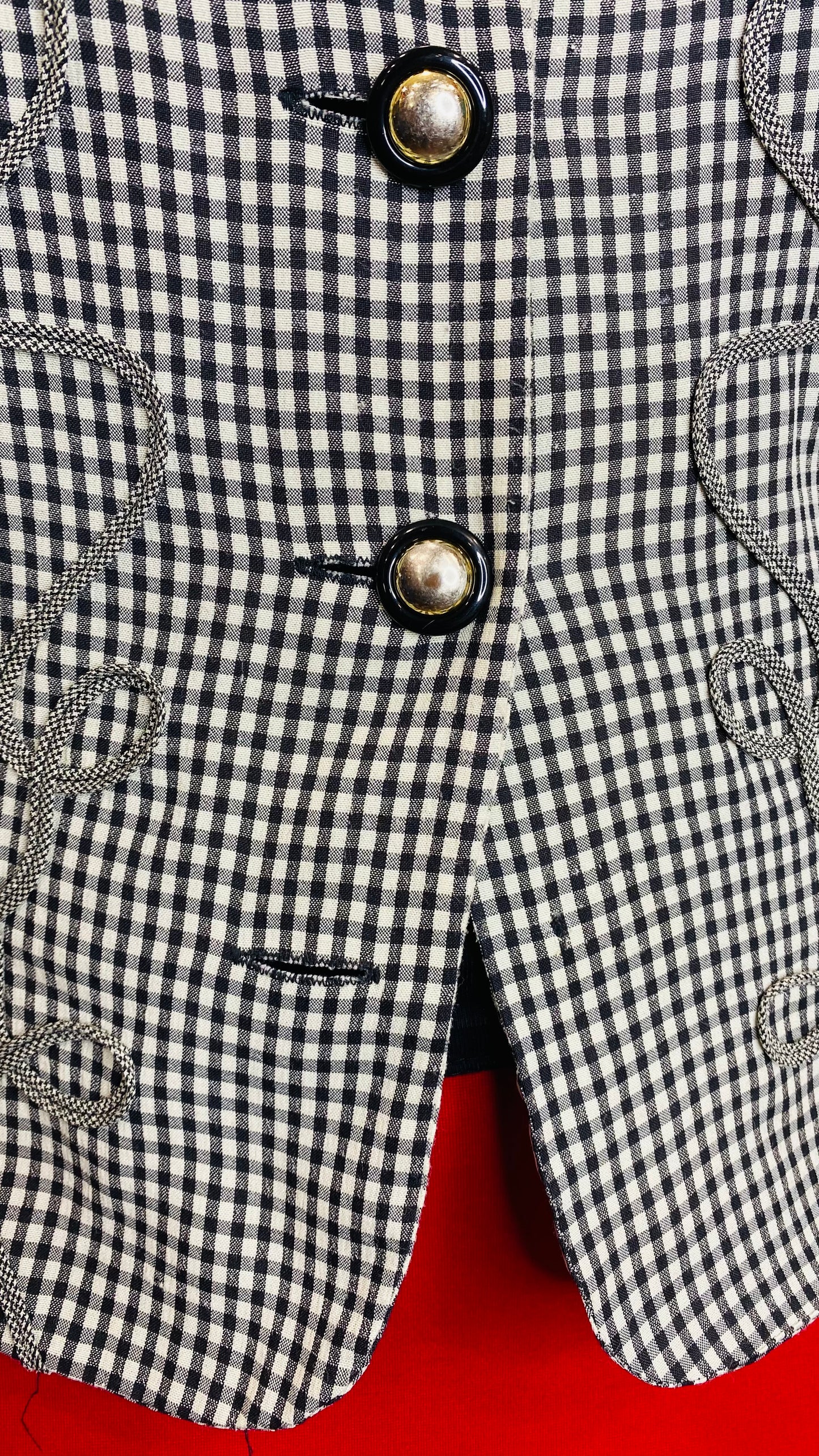Vintage Black & White Checkered Blouse (16W)