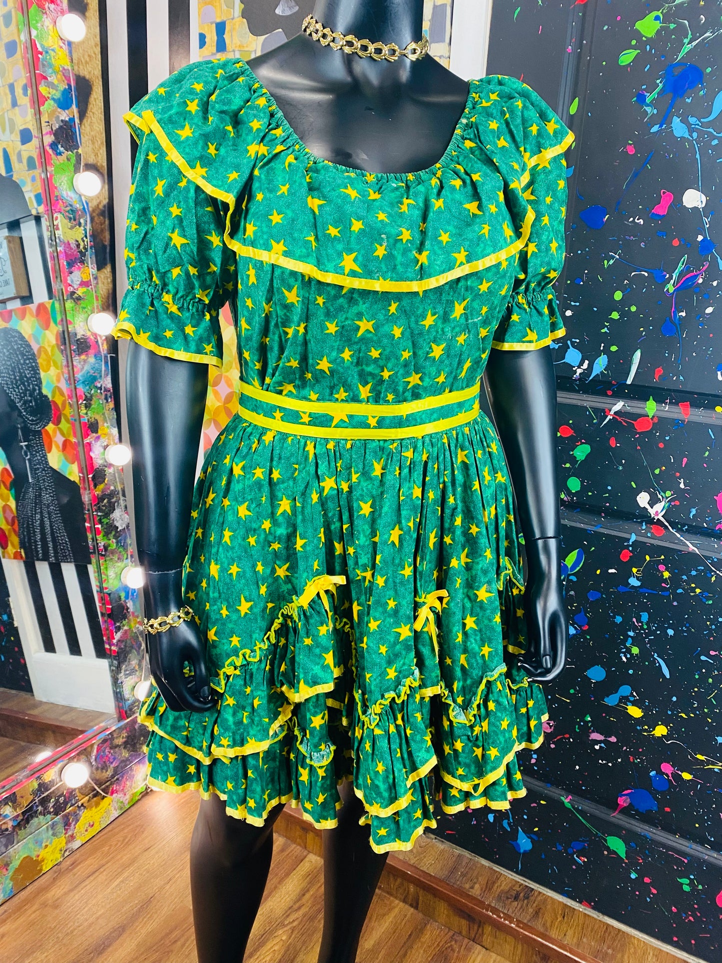 Vintage Green Handmade 3pc Mini Skirt Set