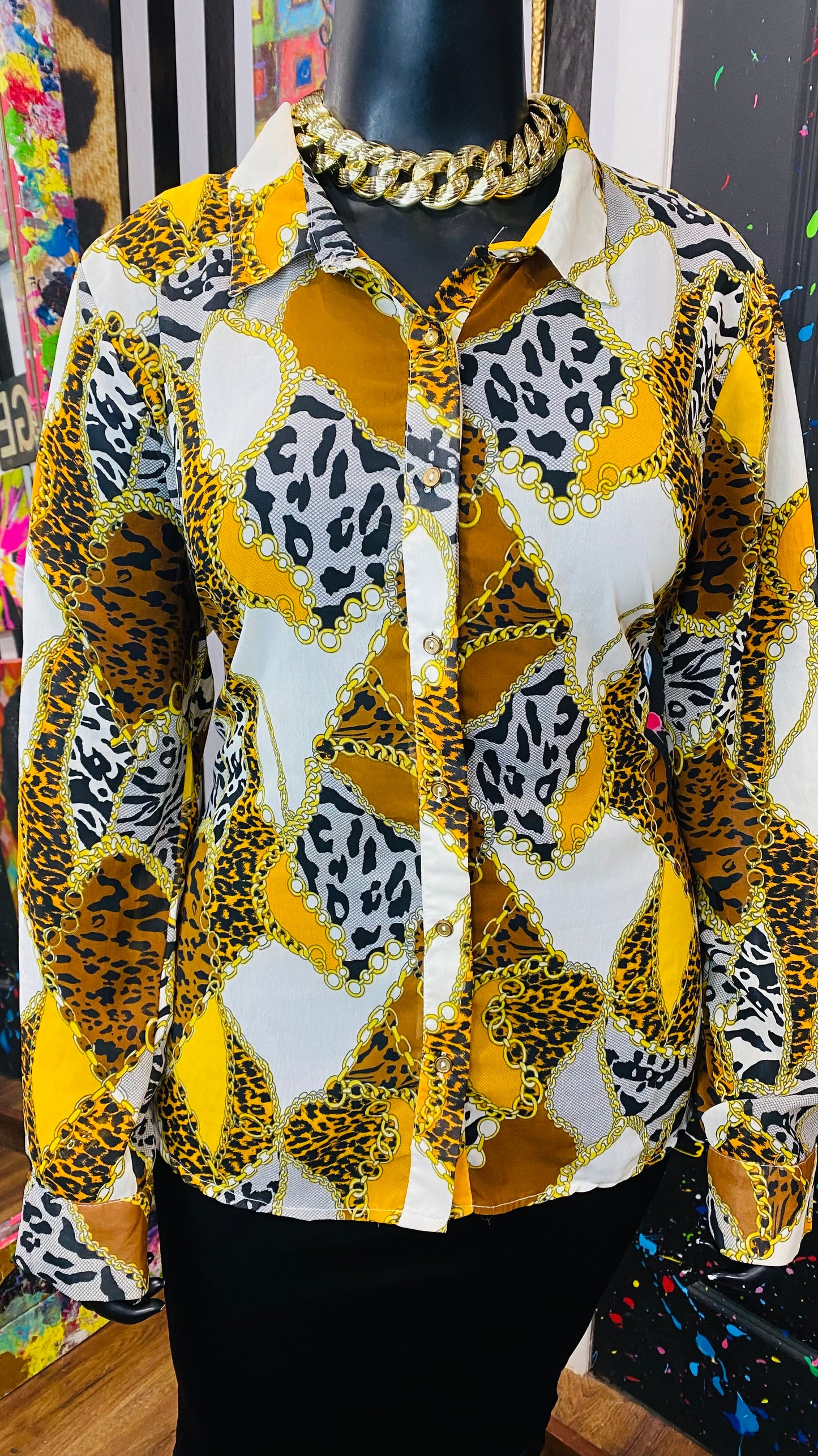 Mix Print Semi Sheer Blouse (18)
