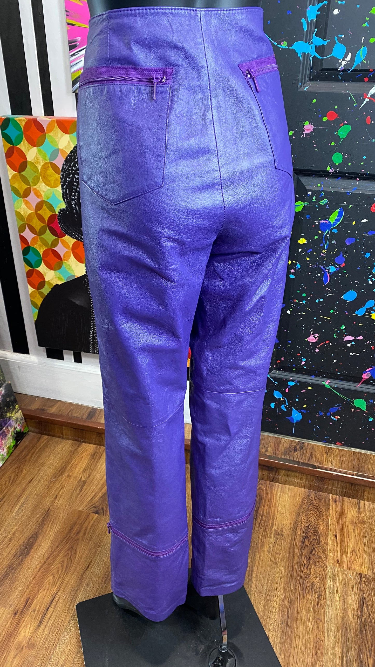 Vintage Genuine Leather Purple Convertible Pants to Capris (12)
