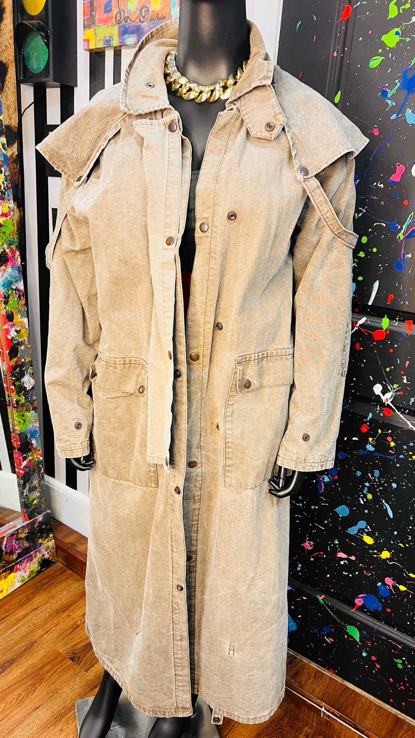 Vintage Denim Distressed Trench Coat (18)