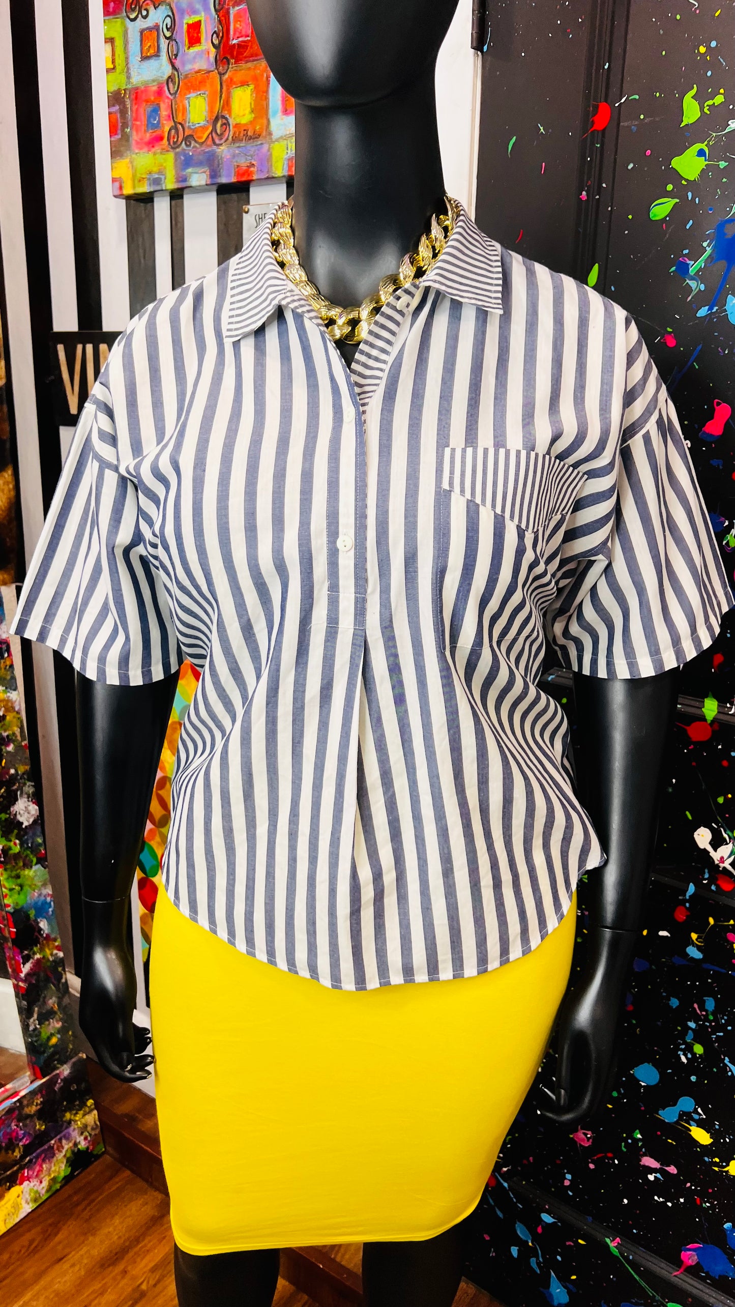 Vintage Mixed Striped Blouse (16)