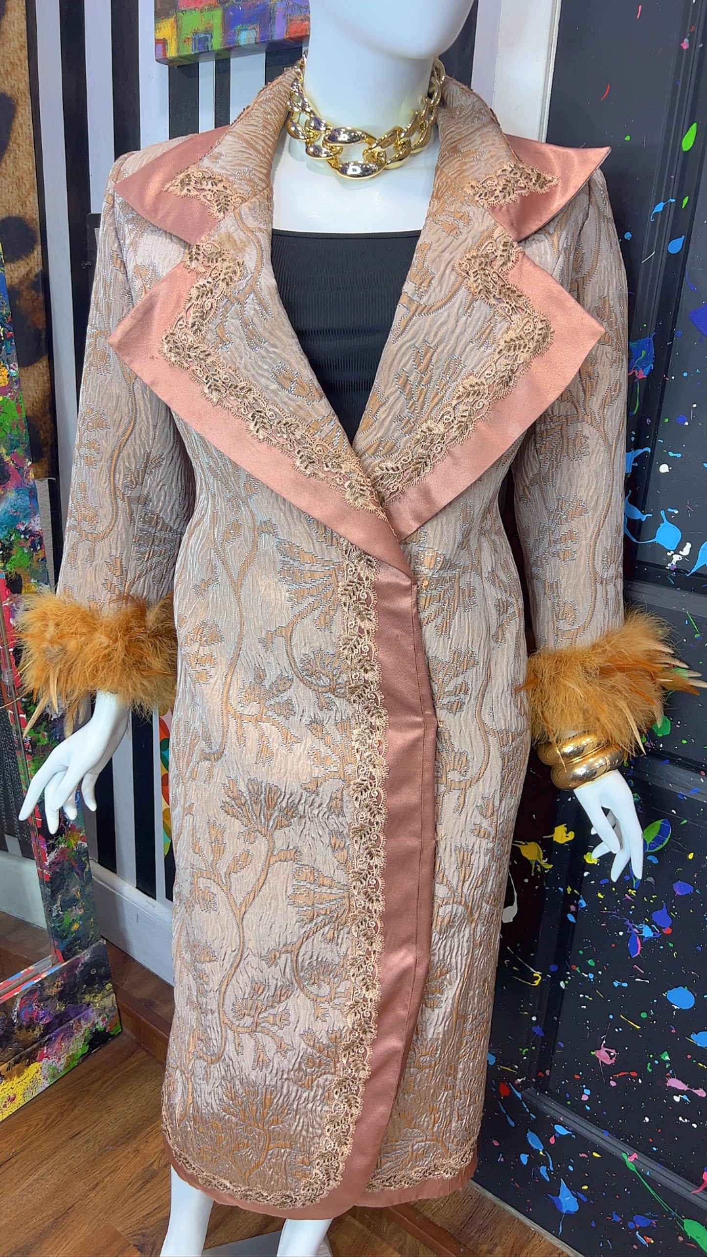 Vintage Long Statement Couture Blazer w/ Faux Fur (16)